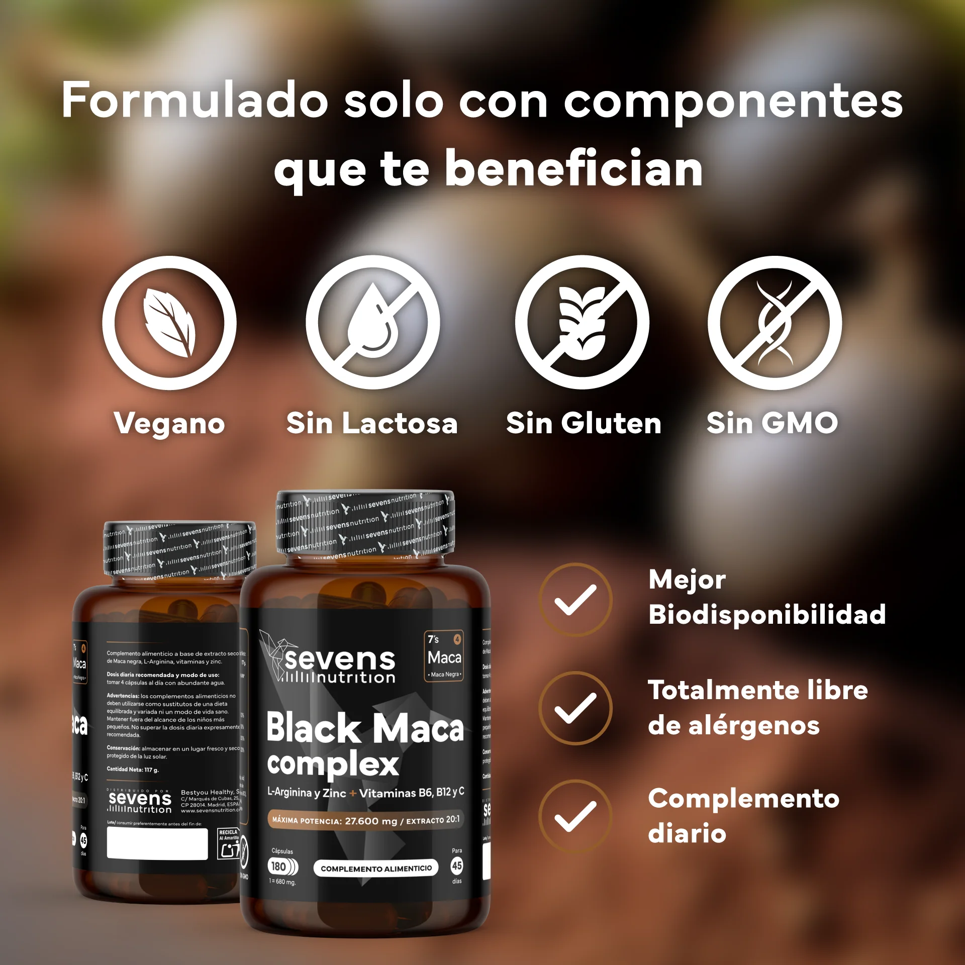 Pack 2x Maca Negra Con L-arginina Y Zinc + Vitaminas B6, B12 Y C. Reduce El Cansancio Y Aumenta Energía - Image 4