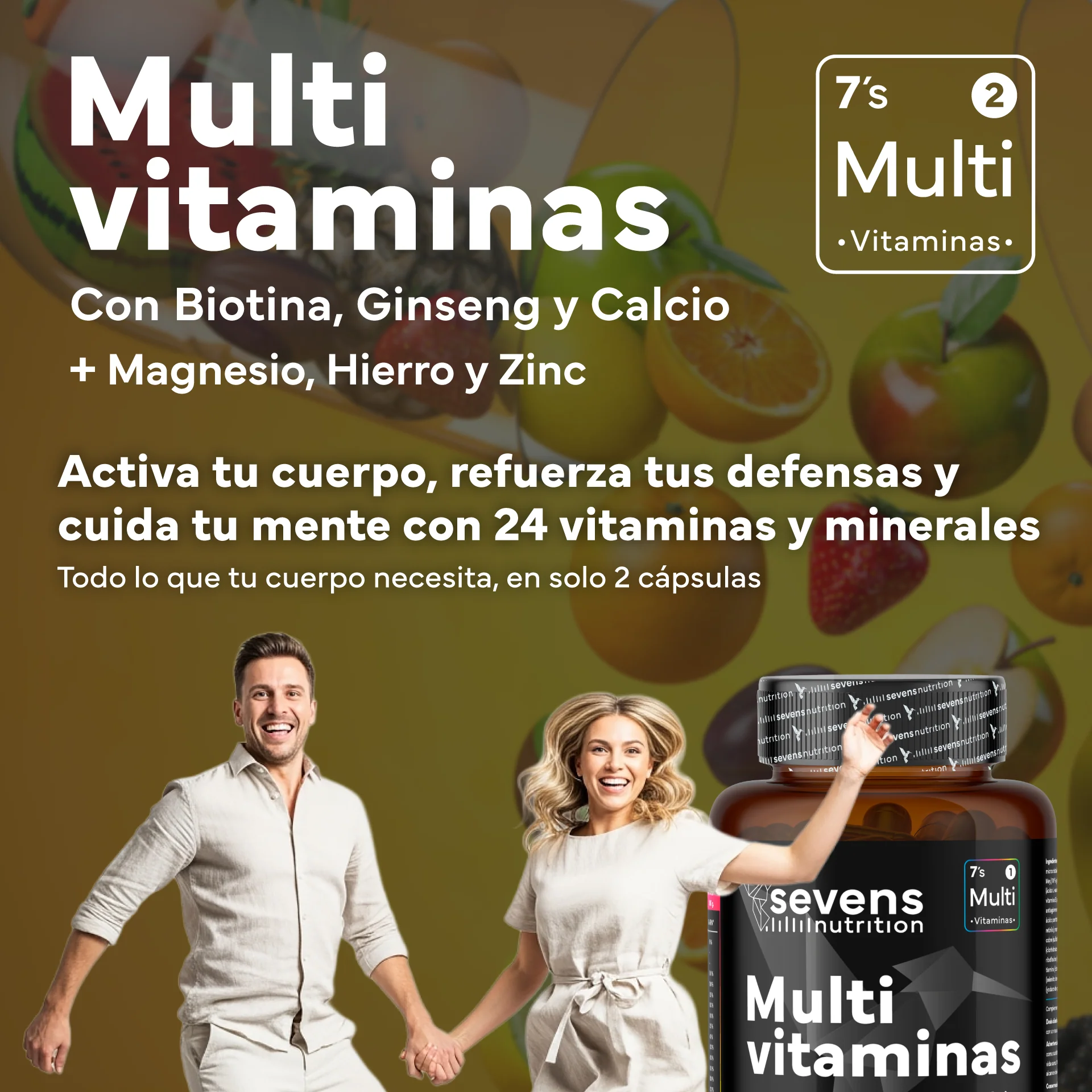 Pack 2x Multivitaminas Sevens Nutrition. Energía, Inmunidad Y Bienestar. - Image 2