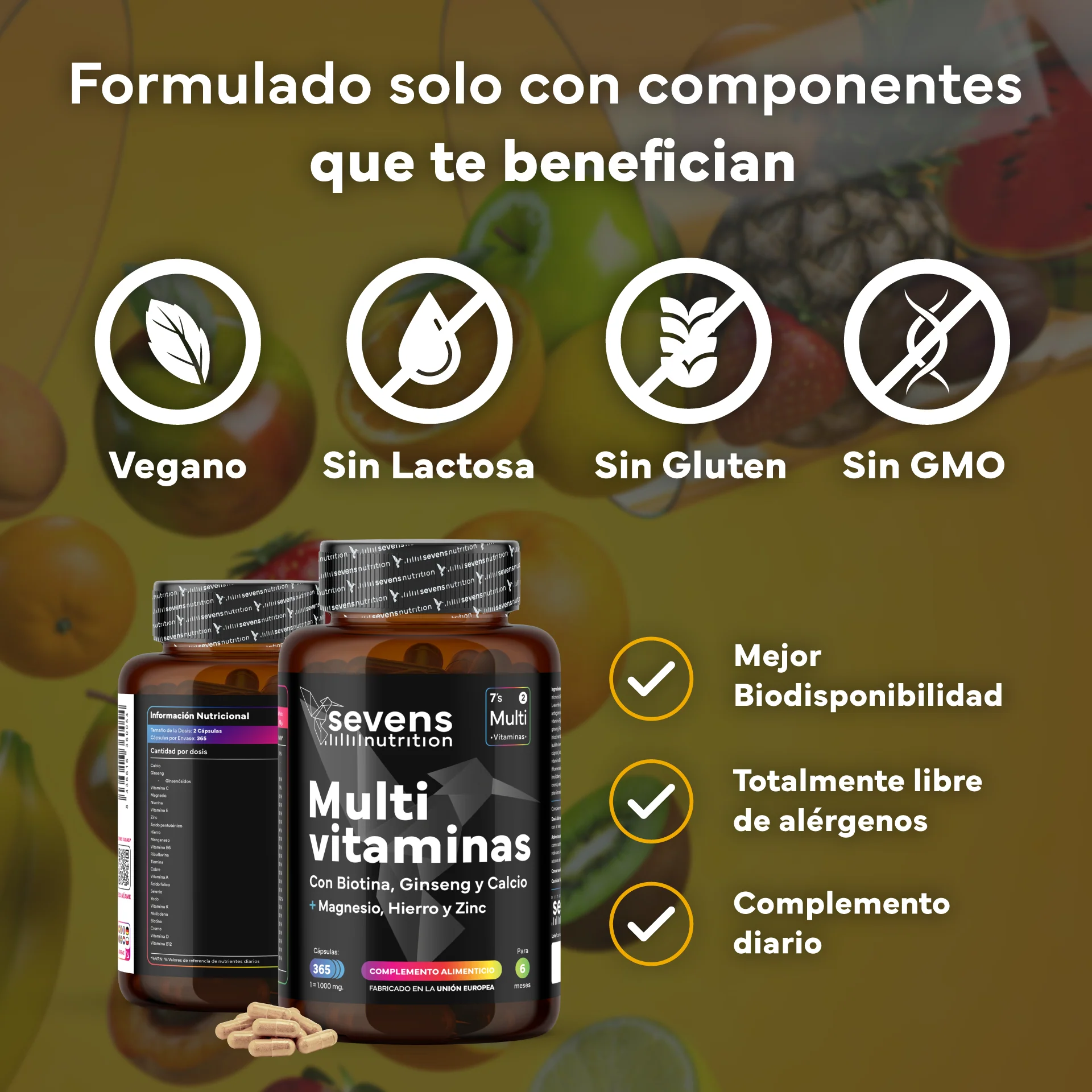 Pack 2x Multivitaminas Sevens Nutrition. Energía, Inmunidad Y Bienestar. - Image 4