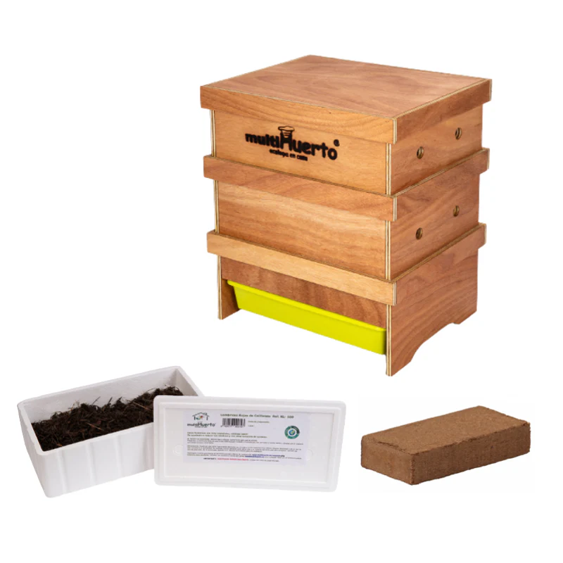 Pack Vermicompostador Lombrihogar2 + 150 Lombrices + Fibra De Coco