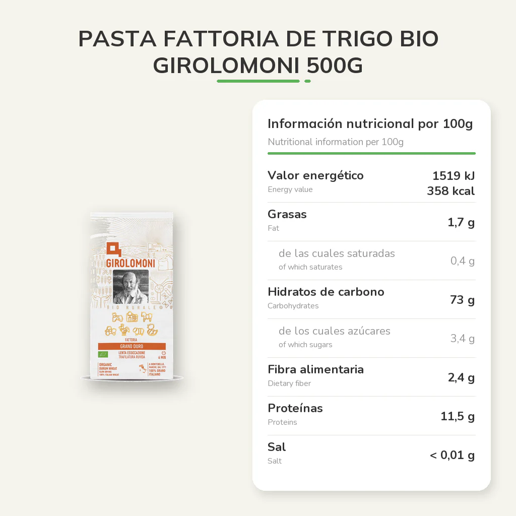 Pasta Fattoria de trigo bio Girolomoni 500g - Image 5