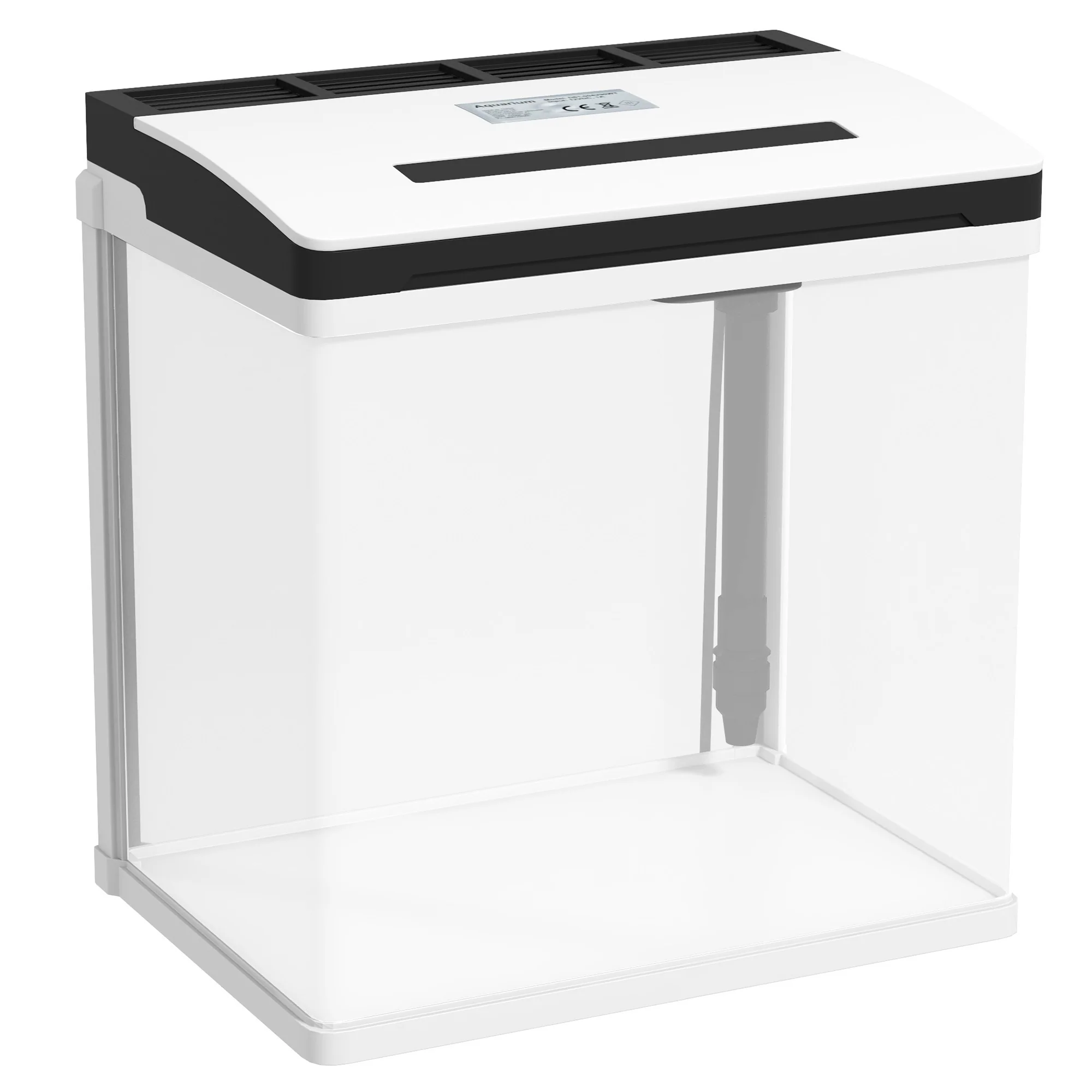 Pawhut Acuario De Cristal 13l Con Sistema De Filtro Luz Led 29x20x30,5 Cm Blanco