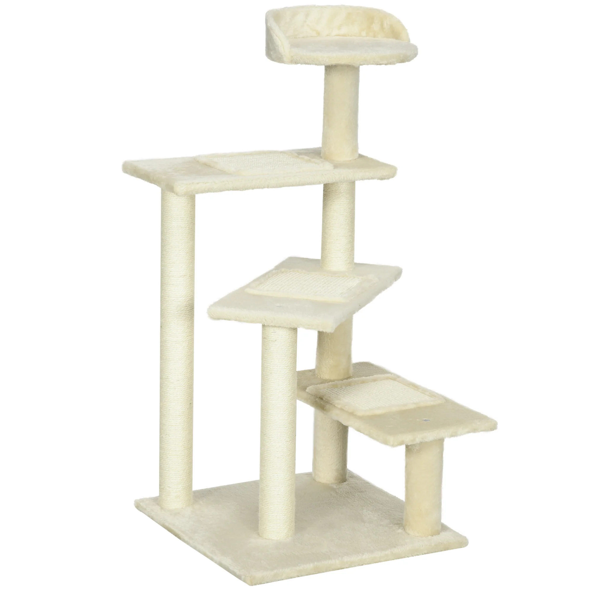 Pawhut Árbol Para Gato Rascador Grande 50x50x100 Cm Con Poste Cama Plataformas