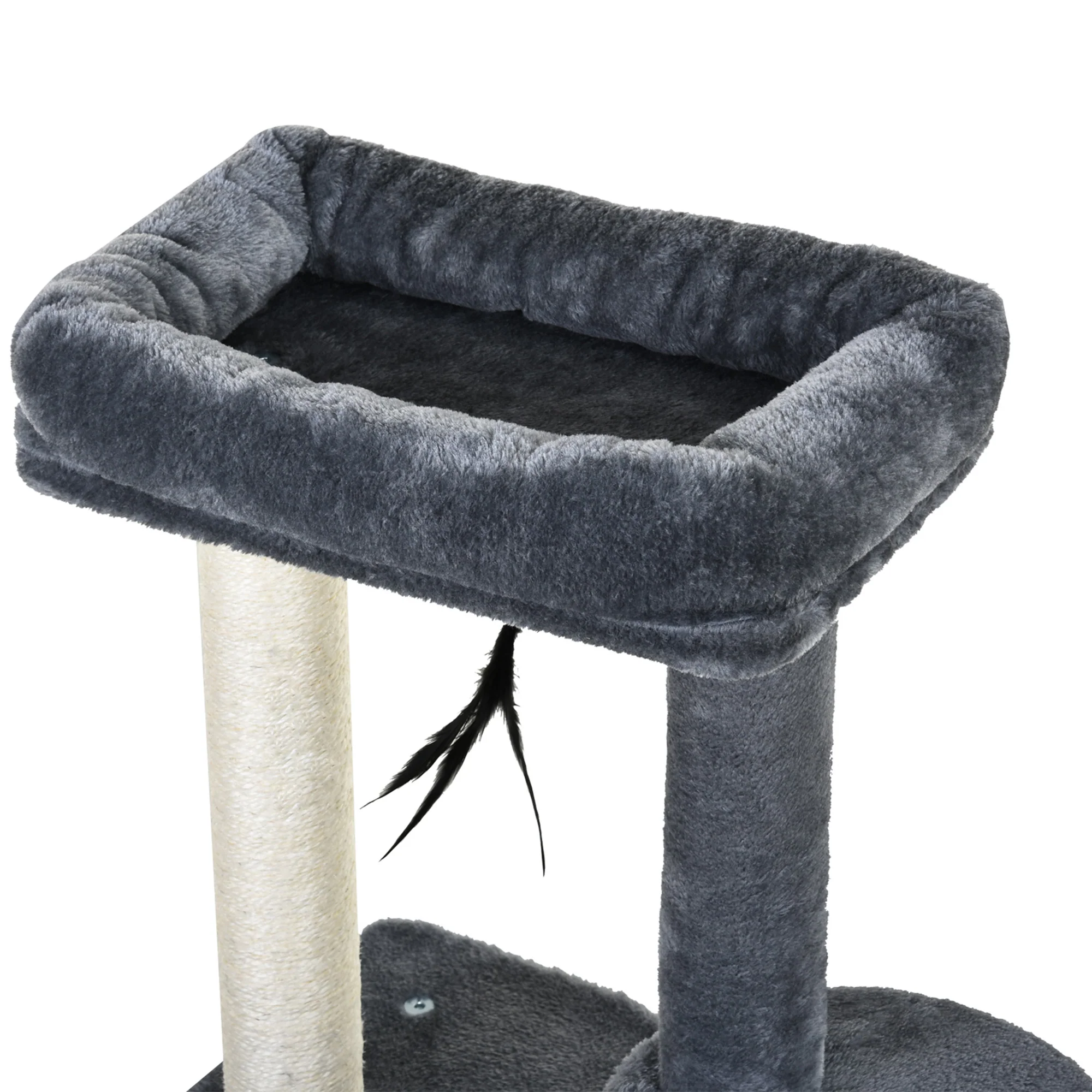 Pawhut Árbol Para Gatos 100 Cm Con Postes Para Rascar Cama 48x35x100 Cm Gris - Image 4