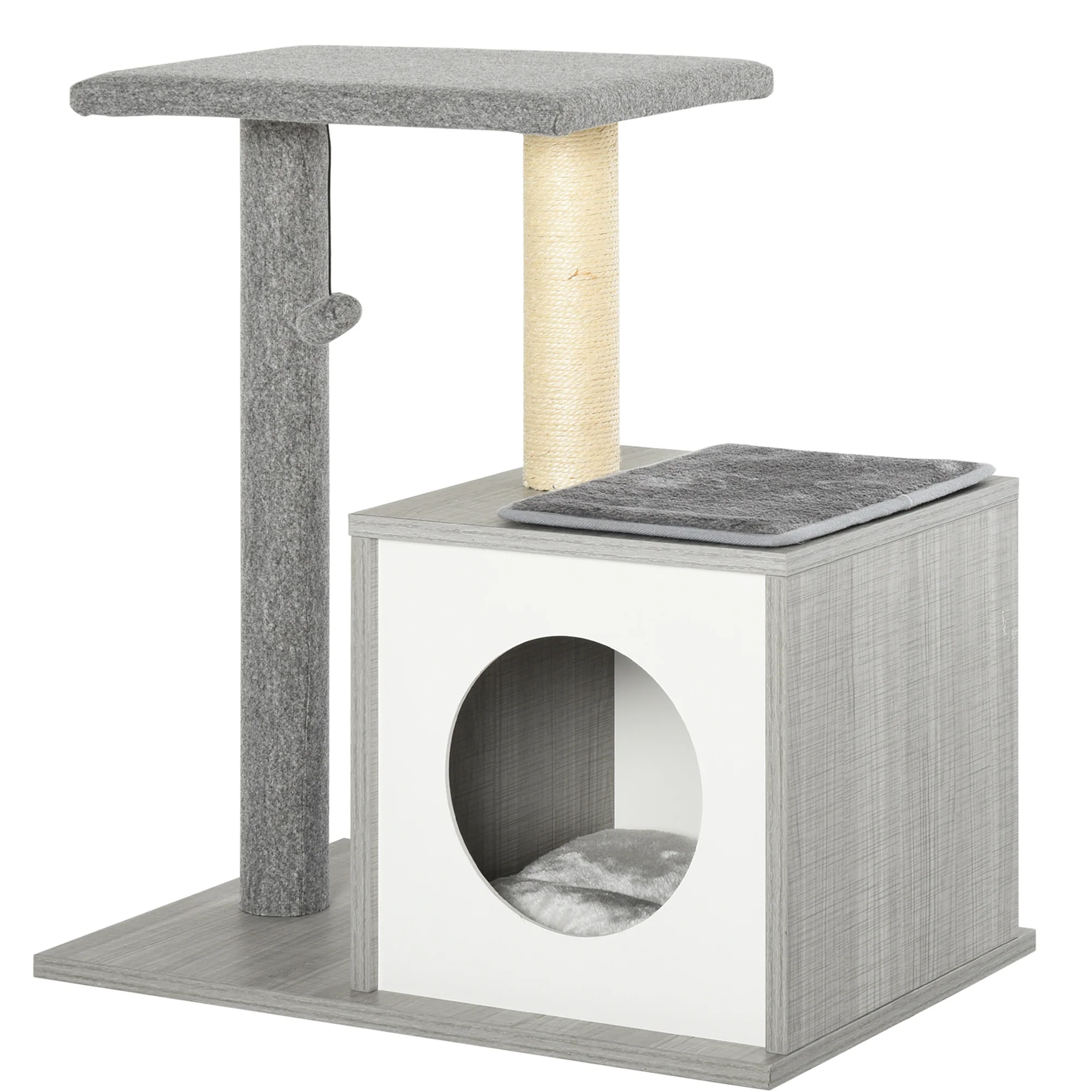 Pawhut Árbol Para Gatos 59x39x62 Cm De 3 Niveles Con Plataformas Postes Cueva