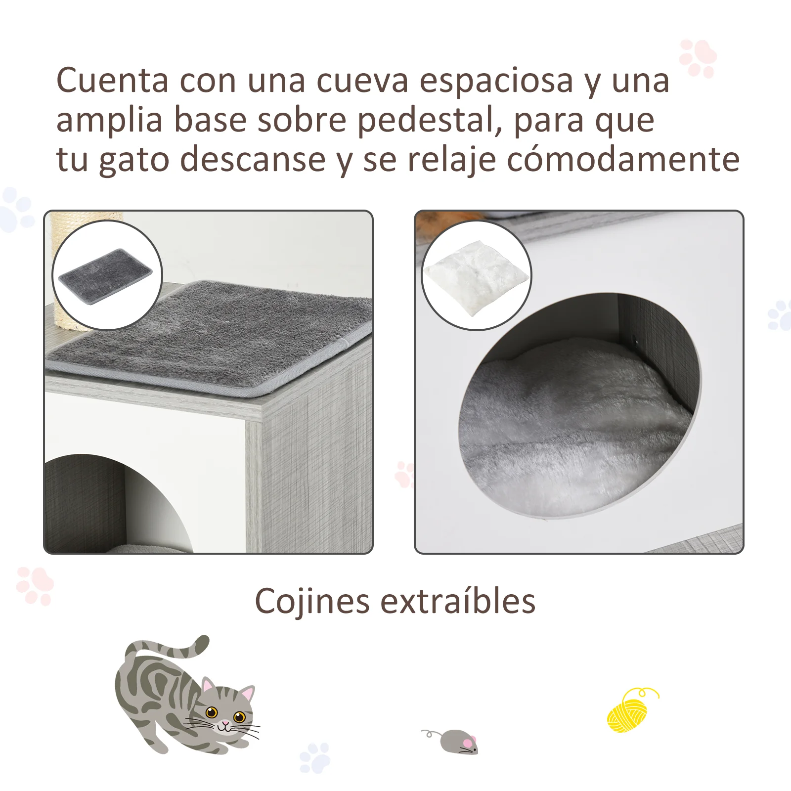 Pawhut Árbol Para Gatos 59x39x62 Cm De 3 Niveles Con Plataformas Postes Cueva - Image 6