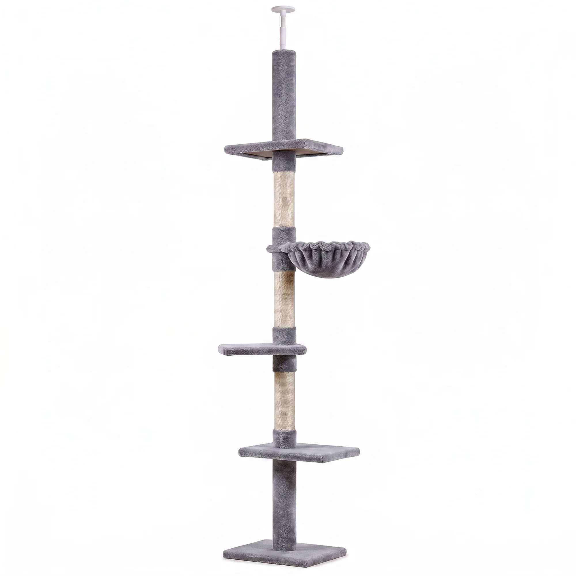 Pawhut Árbol Para Gatos De Suelo Al Techo De 230-260 Cm Con Plataformas Gris