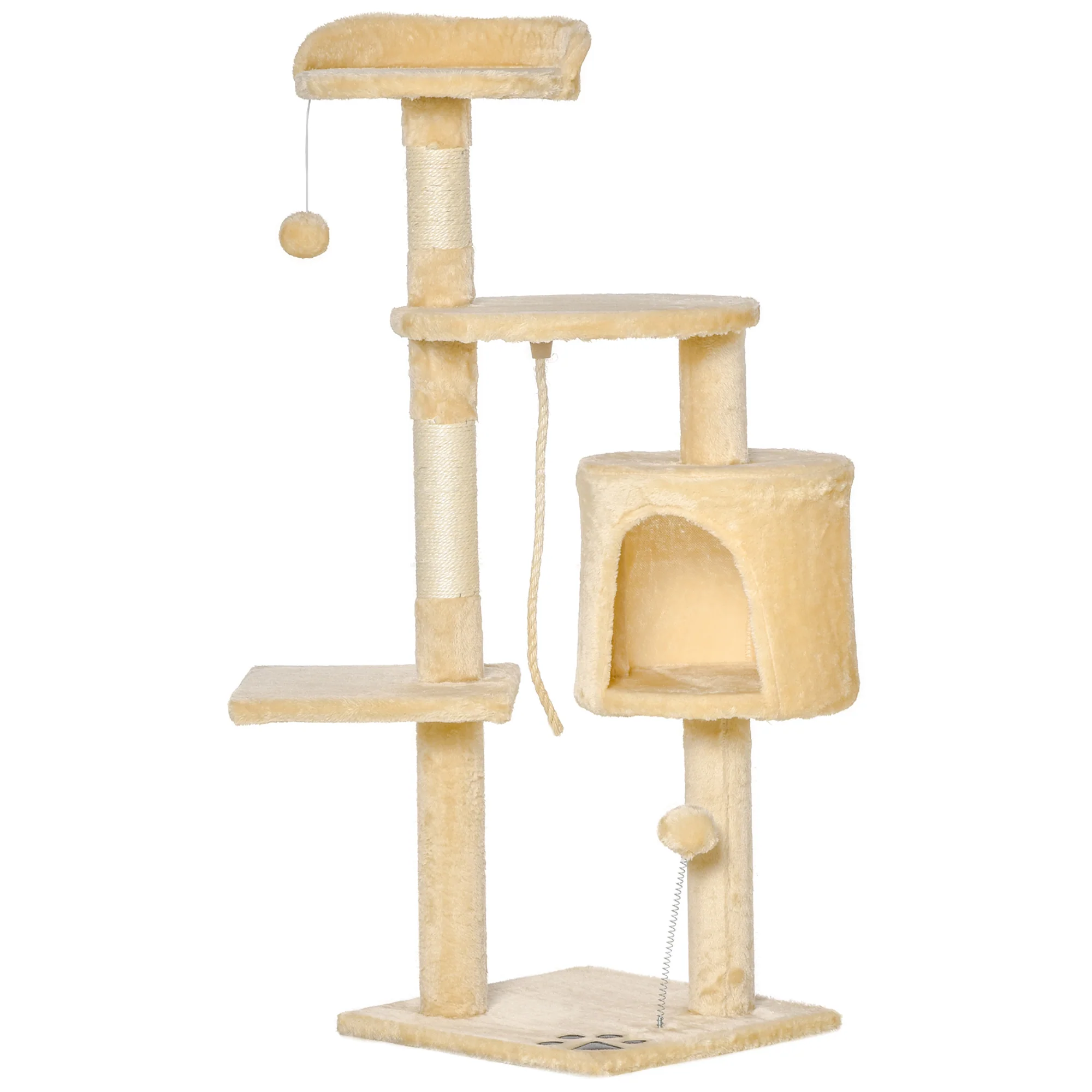 Pawhut Árbol Para Gatos Rascador Grande Con Plataformas Casetas Bolas De Juego