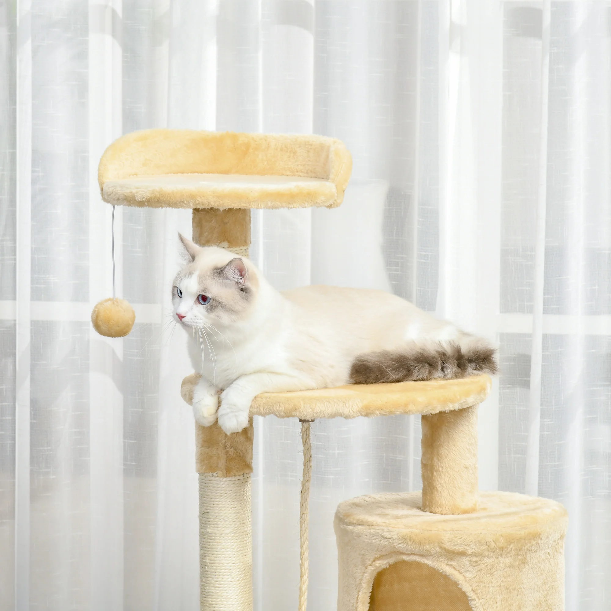Pawhut Árbol Para Gatos Rascador Grande Con Plataformas Casetas Bolas De Juego - Image 4