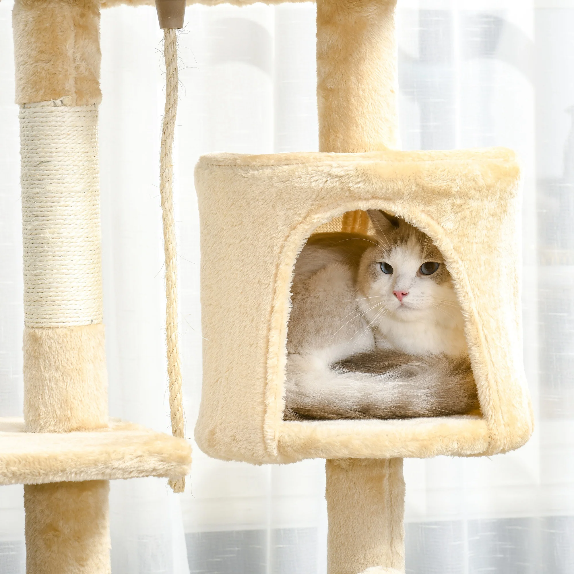 Pawhut Árbol Para Gatos Rascador Grande Con Plataformas Casetas Bolas De Juego - Image 5
