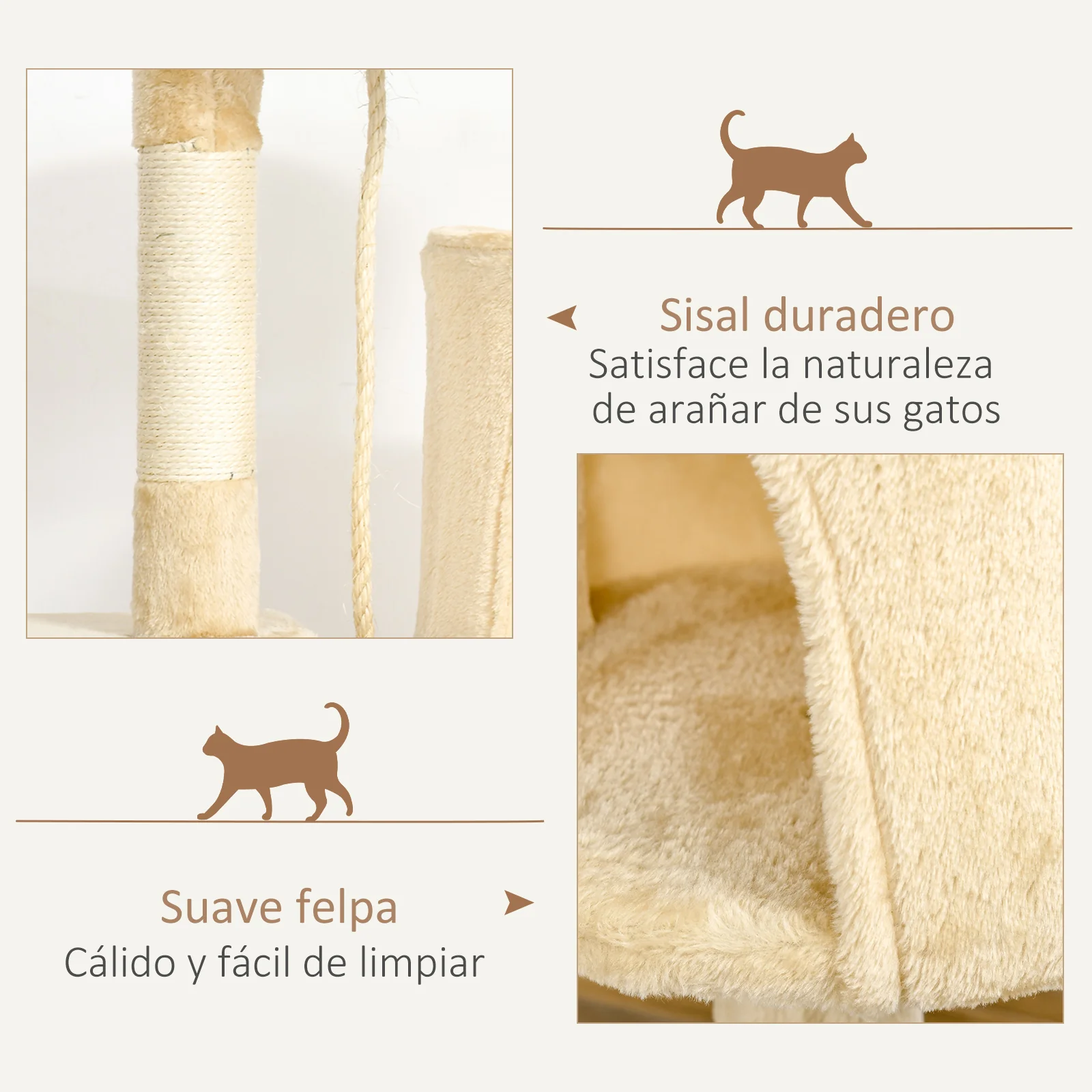 Pawhut Árbol Para Gatos Rascador Grande Con Plataformas Casetas Bolas De Juego - Image 6