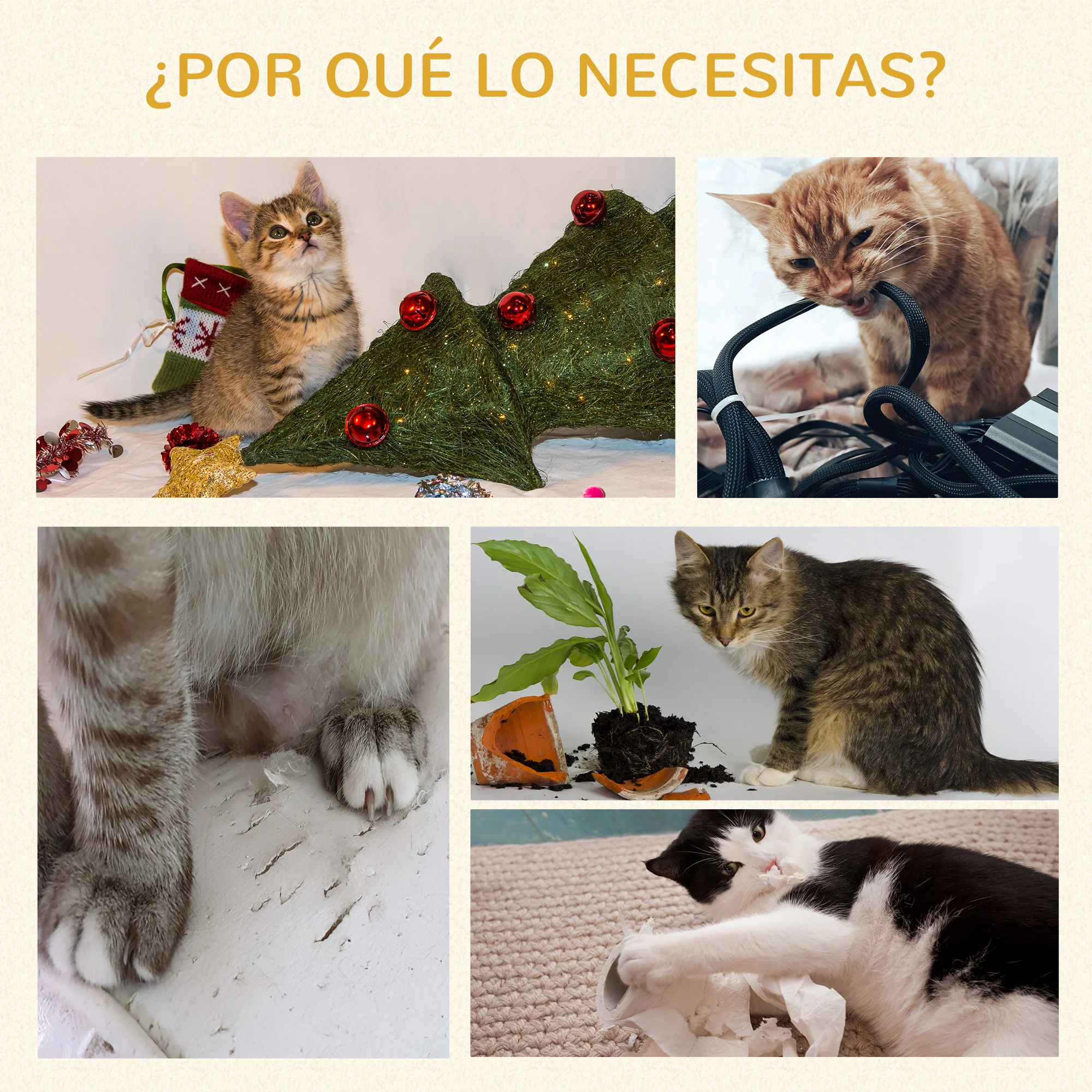Pawhut Árbol Rascador Para Gatos 104 Cm Con Plataformas Refugio Postes De Sisal - Image 6