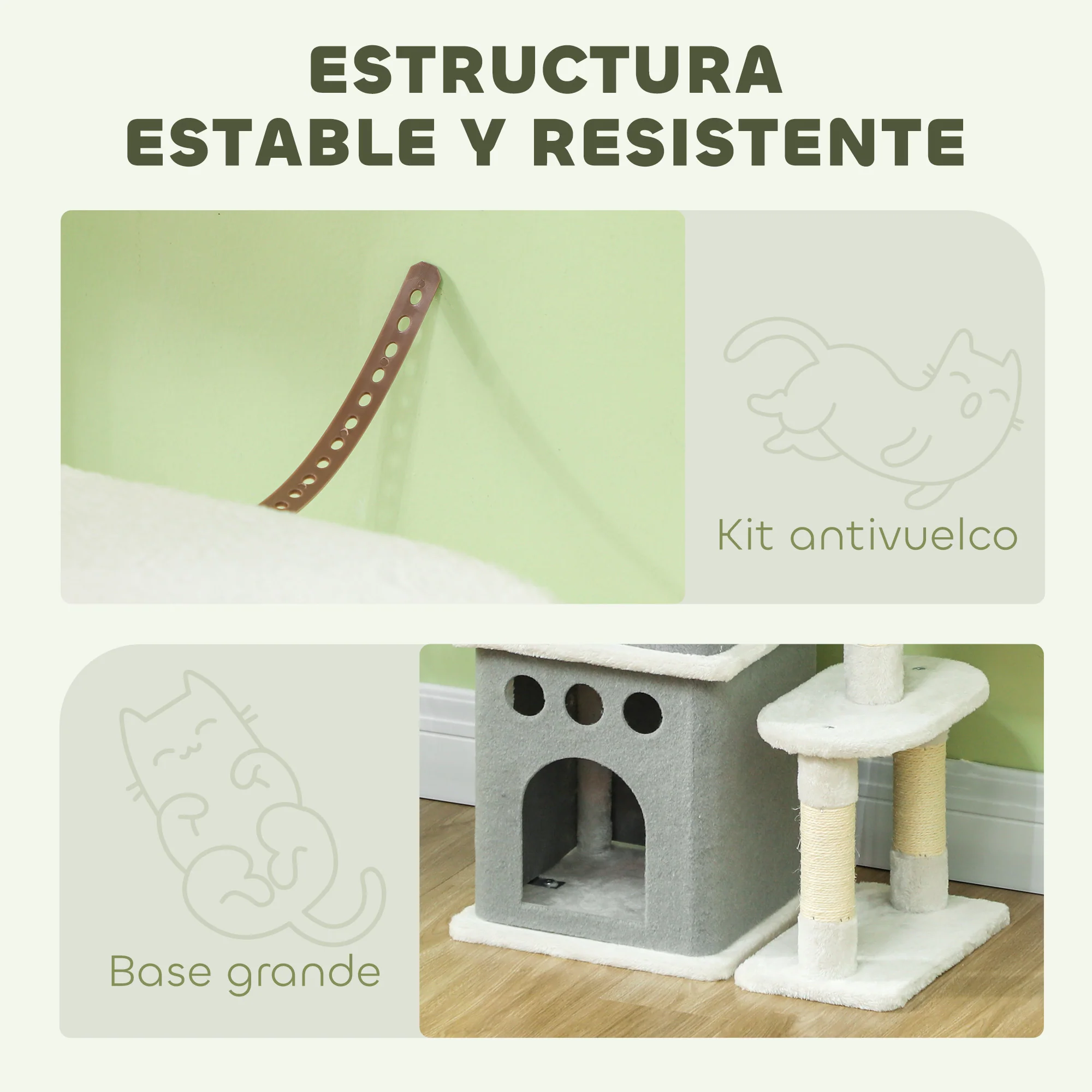 Pawhut Árbol Rascador Para Gatos 126 Cm Con Plataformas Bolas Colgantes Crema - Image 6
