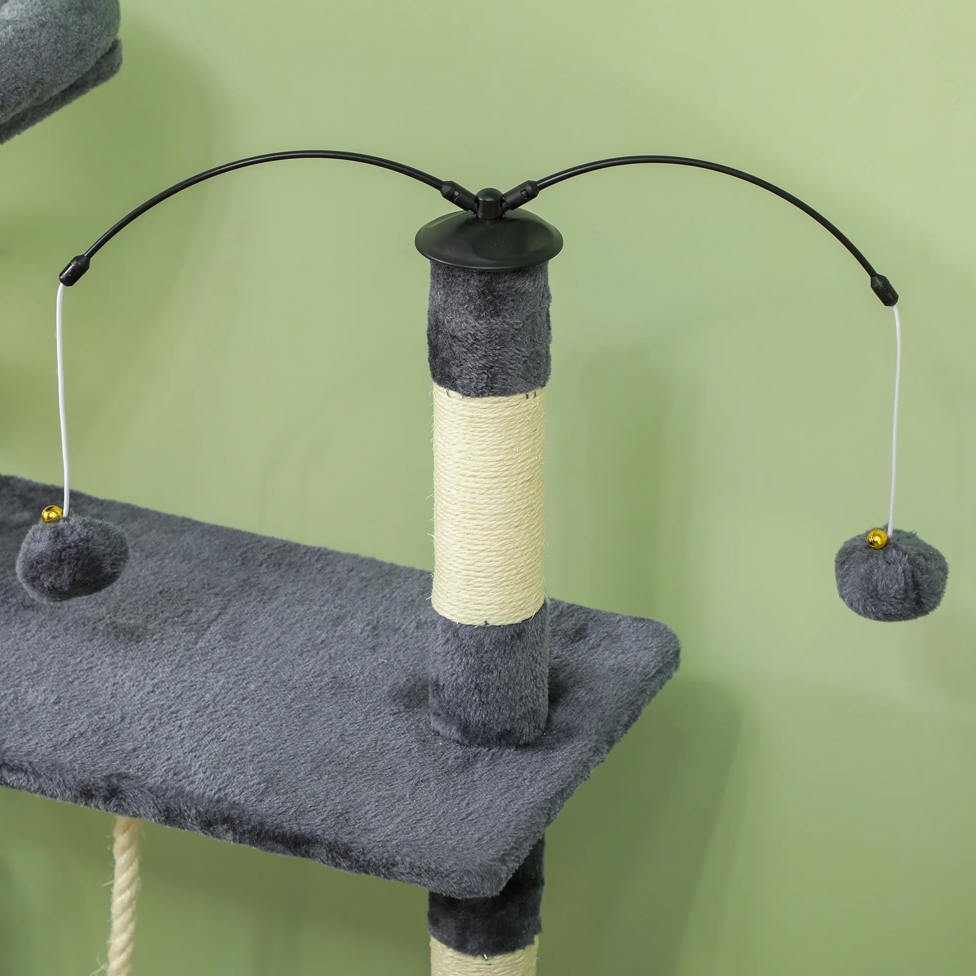 Pawhut Árbol Rascador Para Gatos 134 Cm Con Nidos Plataformas Gris Oscuro - Image 4