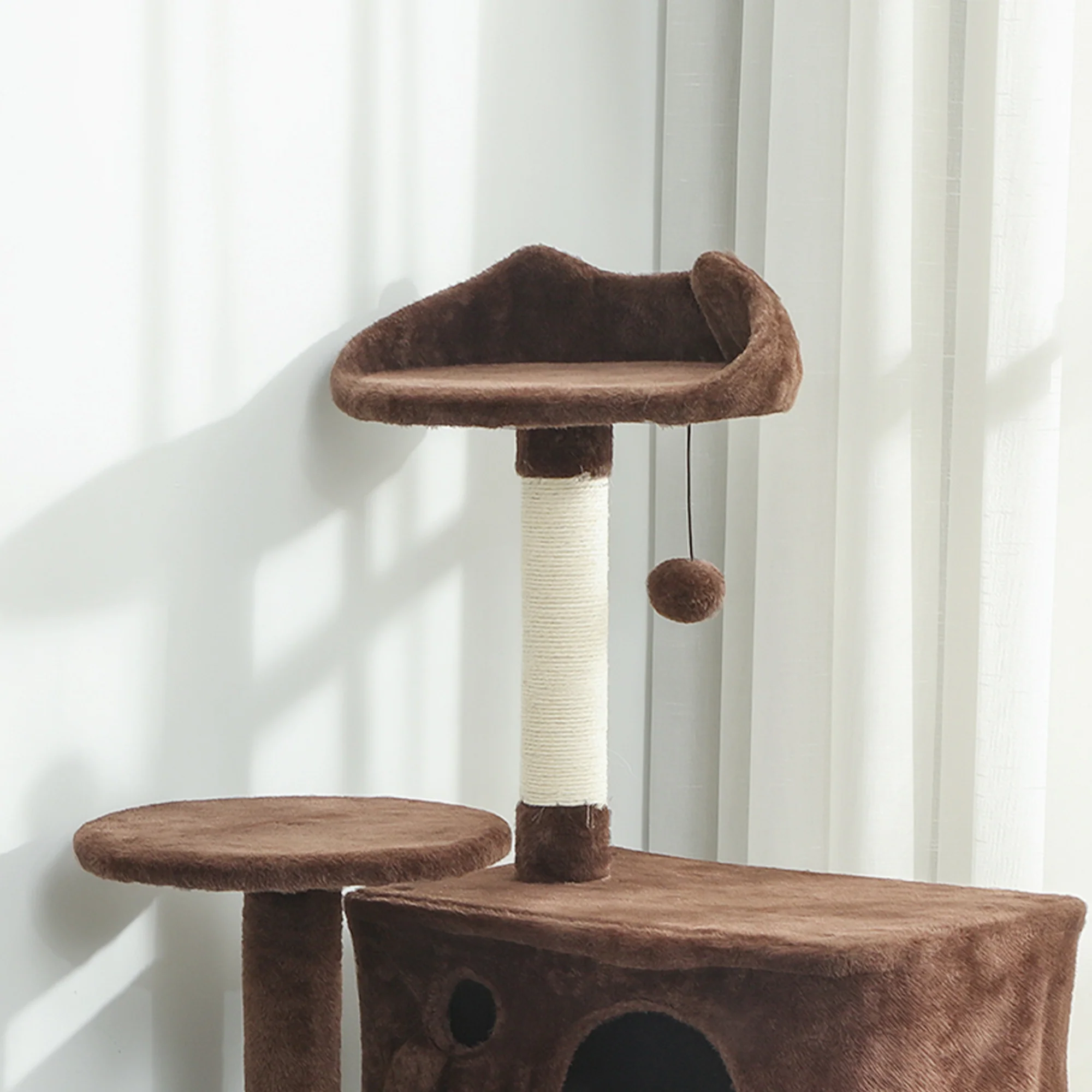 Pawhut Árbol Rascador Para Gatos 140 Cm Con Múltiples Plataformas Marrón - Image 4