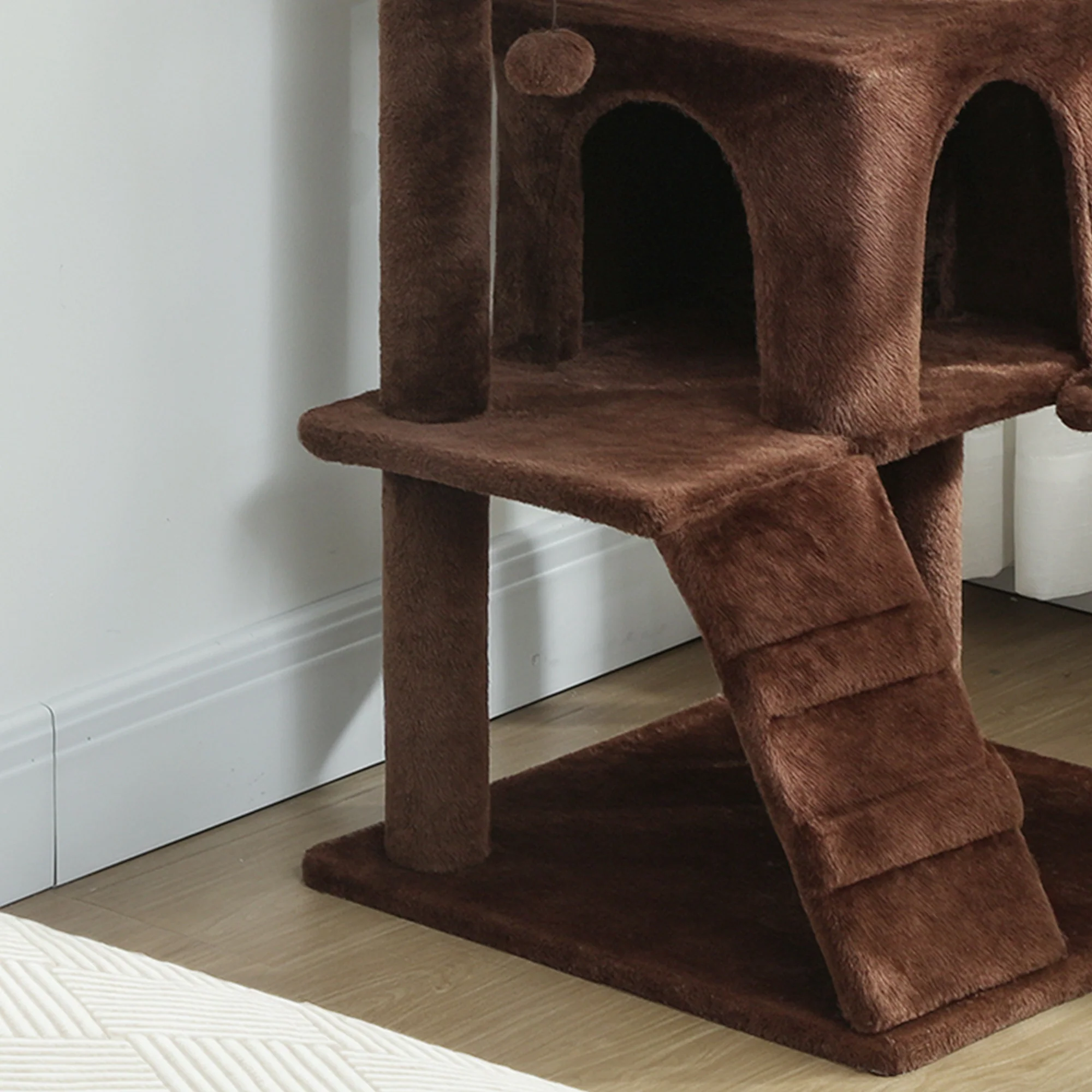 Pawhut Árbol Rascador Para Gatos 140 Cm Con Múltiples Plataformas Marrón - Image 5