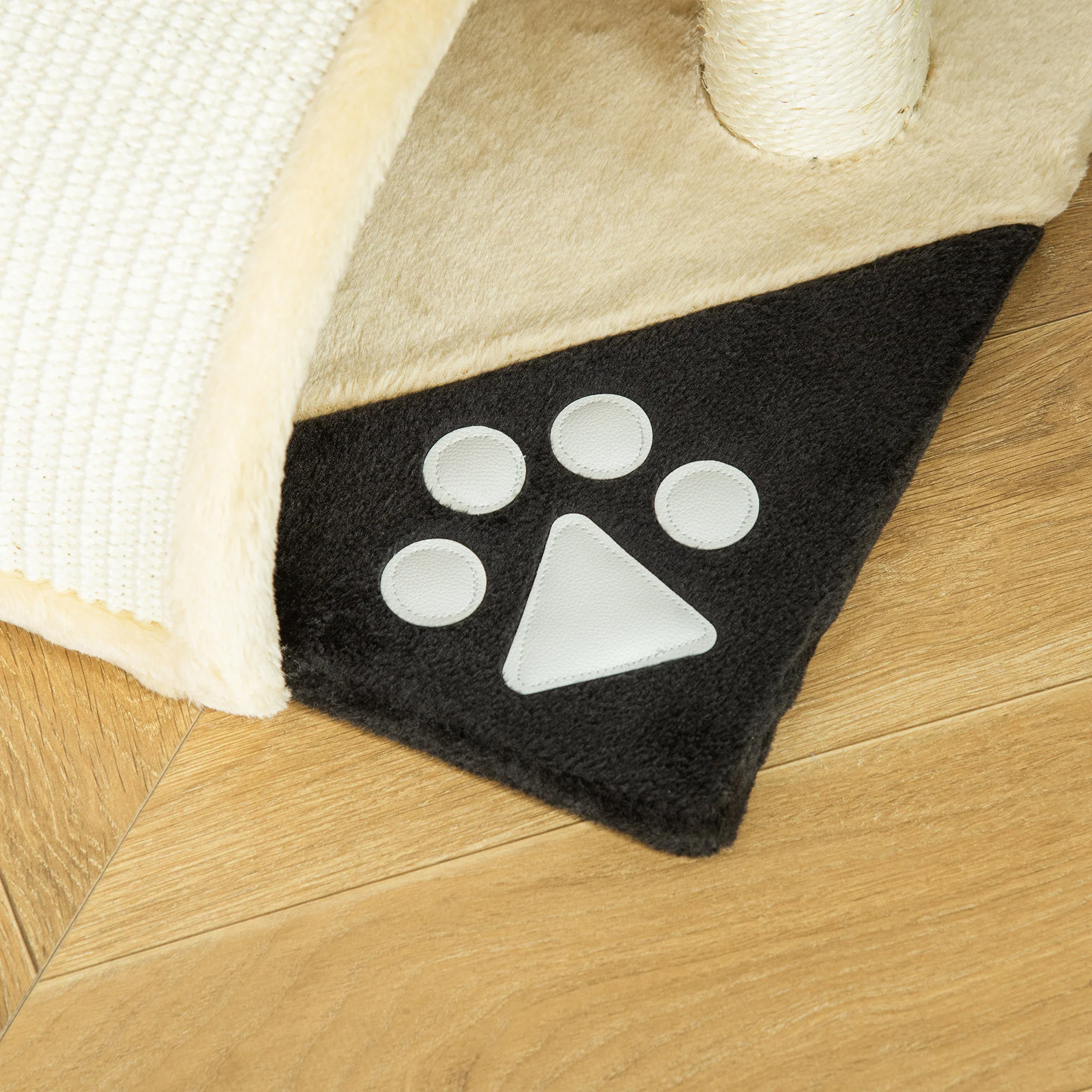 Pawhut Árbol Rascador Para Gatos 2 Niveles Con Poste Tablero Para Rascar Beige - Image 4