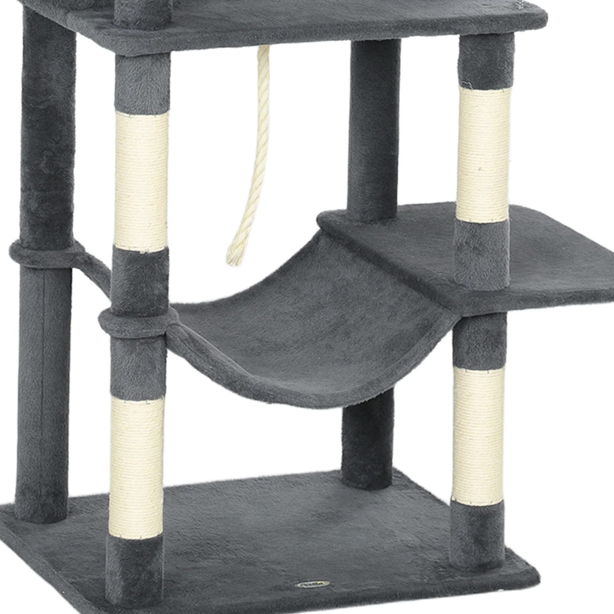 Pawhut Árbol Rascador Para Gatos 202 Cm Con Plataformas 2 Camas 2 Cuevas Gris - Image 4