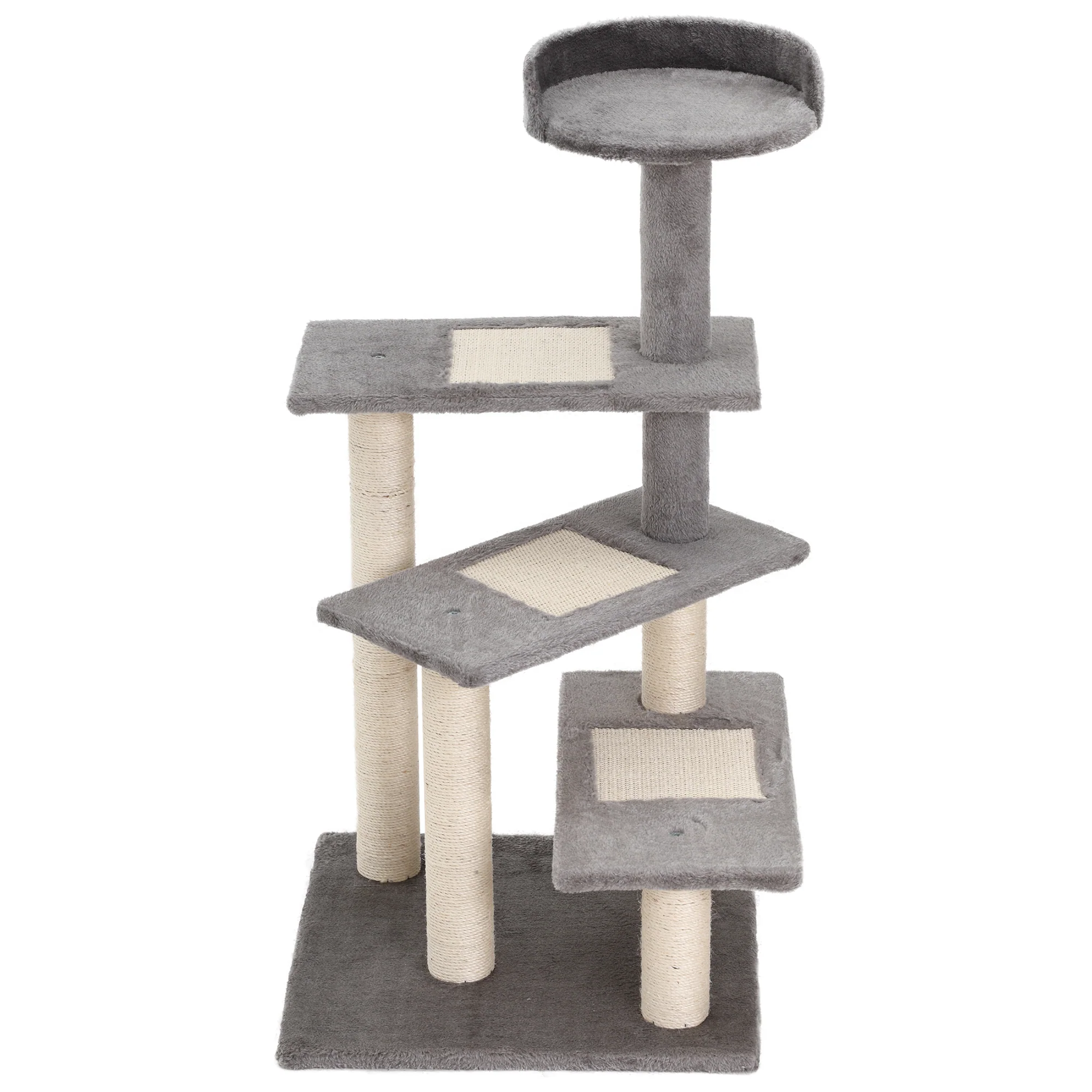 Pawhut Árbol Rascador Para Gatos 48,5x48,5x100cm Centro De Actividad Plataformas