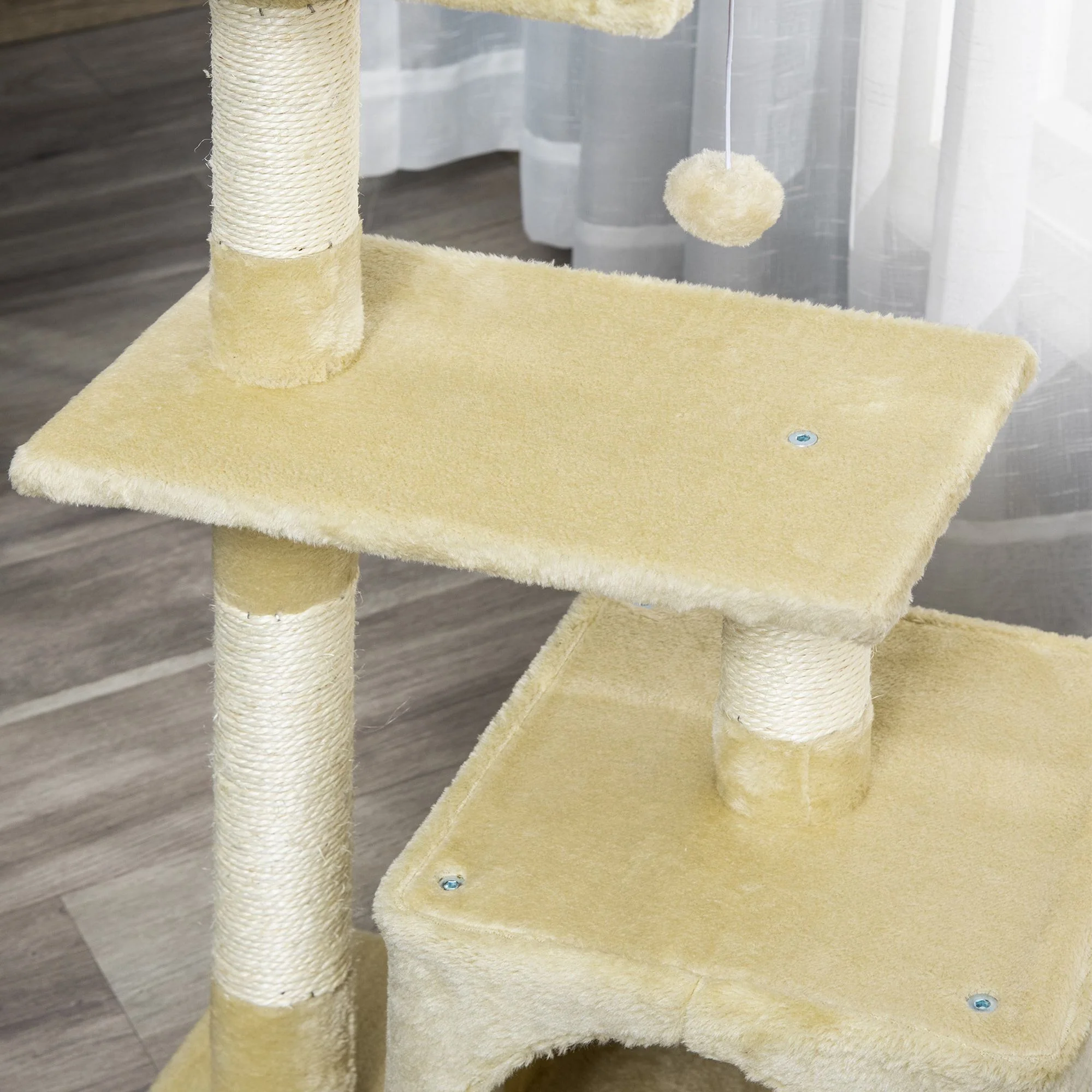 Pawhut Árbol Rascador Para Gatos 50x30x81,5 Cm Con Postes Plataformas Caja Bola - Image 4