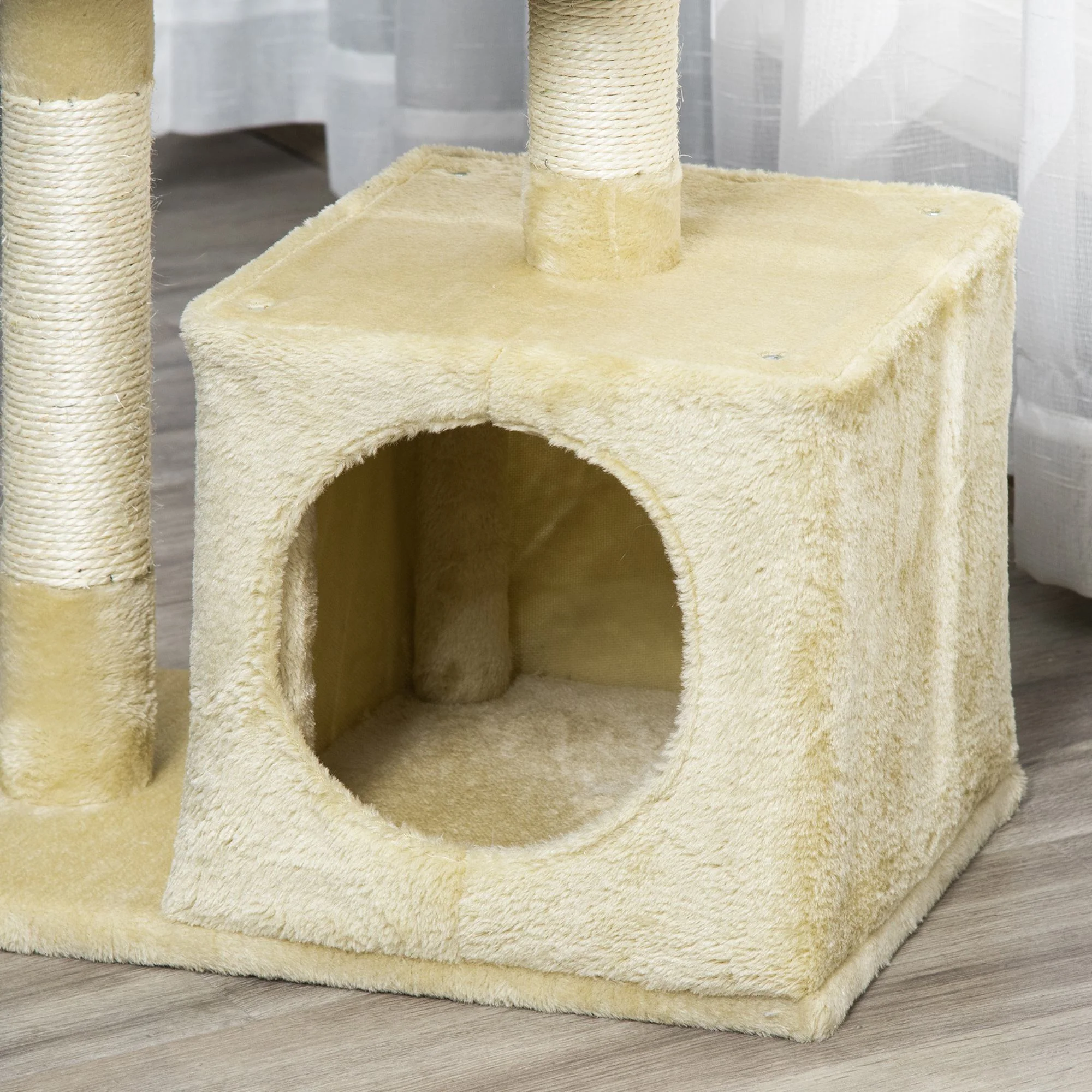 Pawhut Árbol Rascador Para Gatos 50x30x81,5 Cm Con Postes Plataformas Caja Bola - Image 5