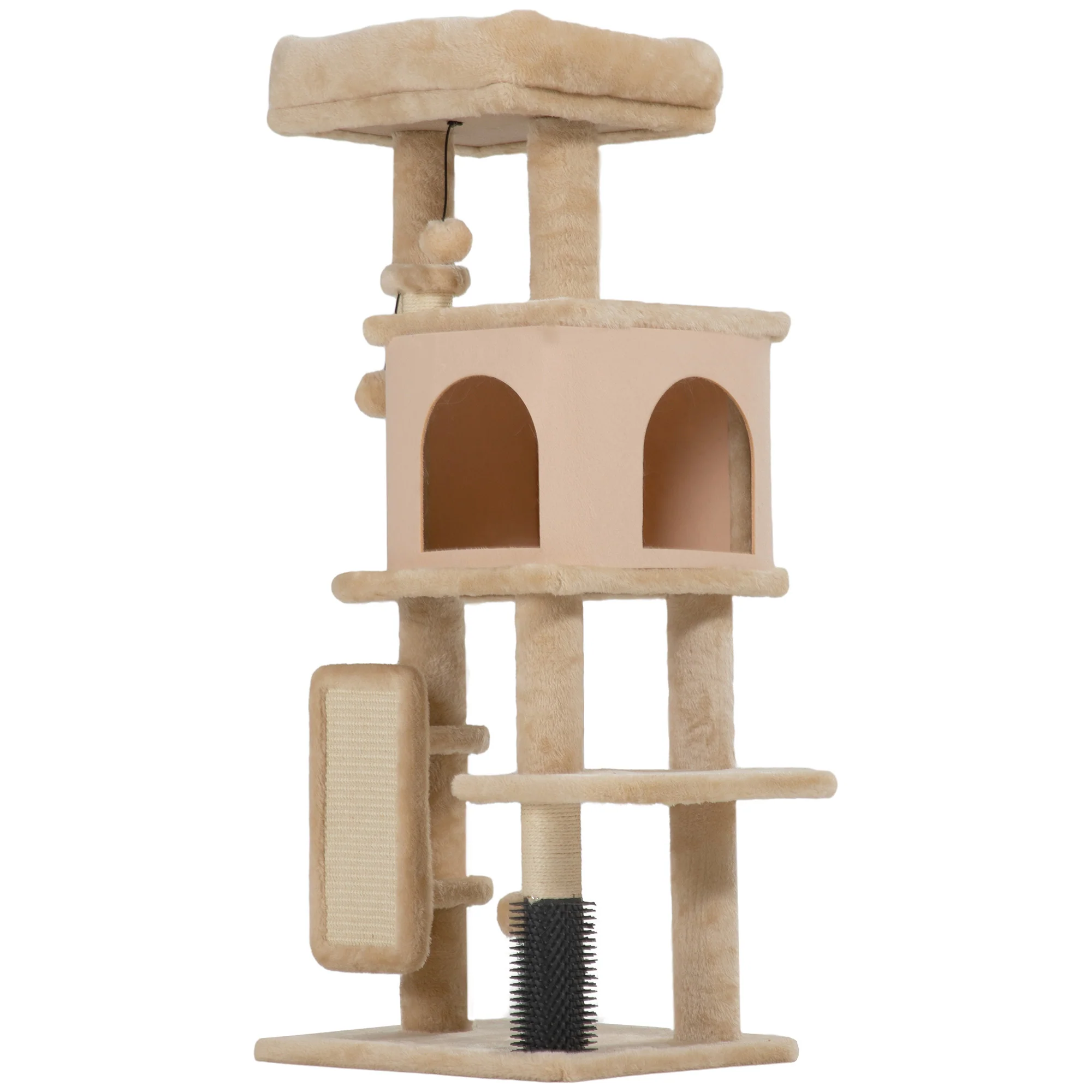 Pawhut Árbol Rascador Para Gatos Altura 104 Cm Con Almohadilla Para Rascar Beige