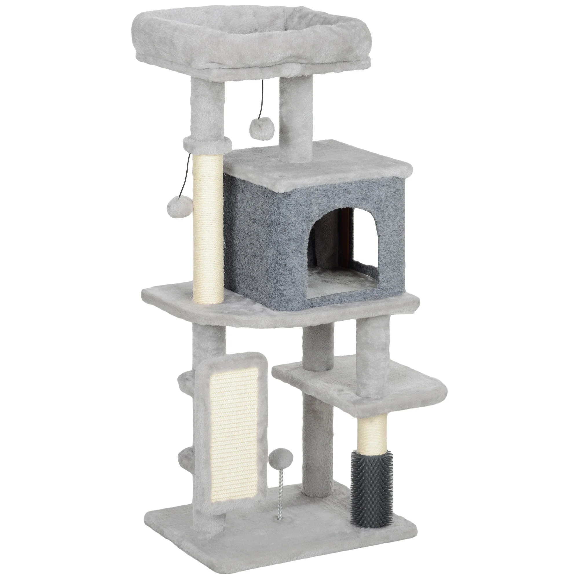 Pawhut Árbol Rascador Para Gatos Altura 104 Cm Con Almohadilla Para Rascar Gris