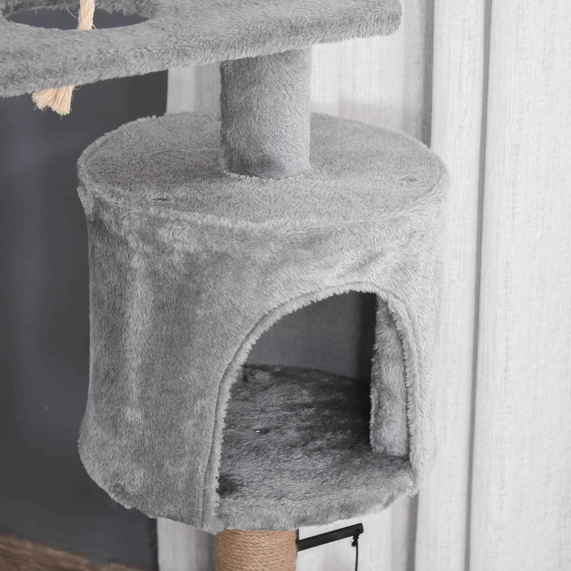 Pawhut Árbol Rascador Para Gatos Altura 120 Cm Plataformas Cueva Hamaca Bola - Image 5