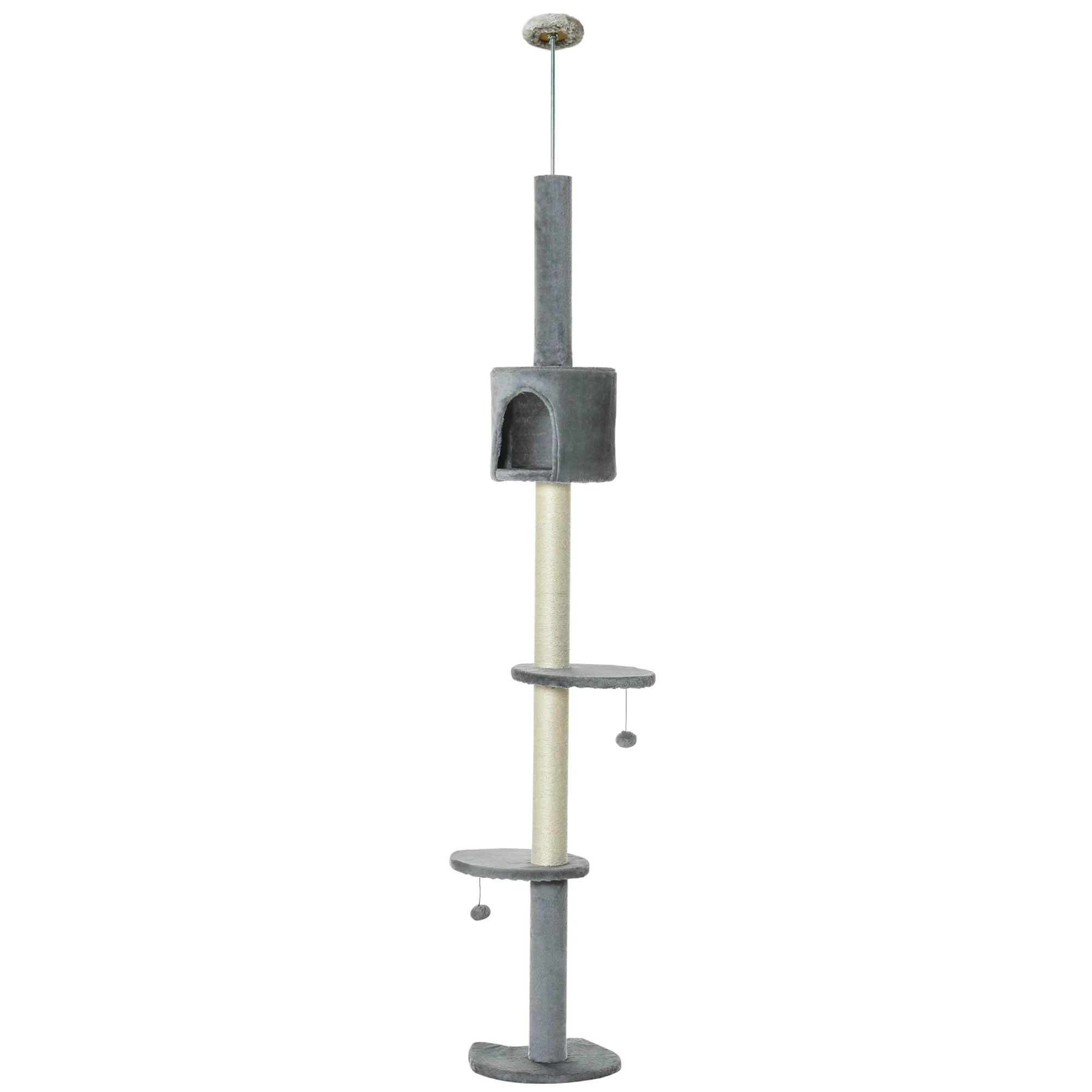 Pawhut Árbol Rascador Para Gatos Altura 255 Cm Cueva Bola Colgante