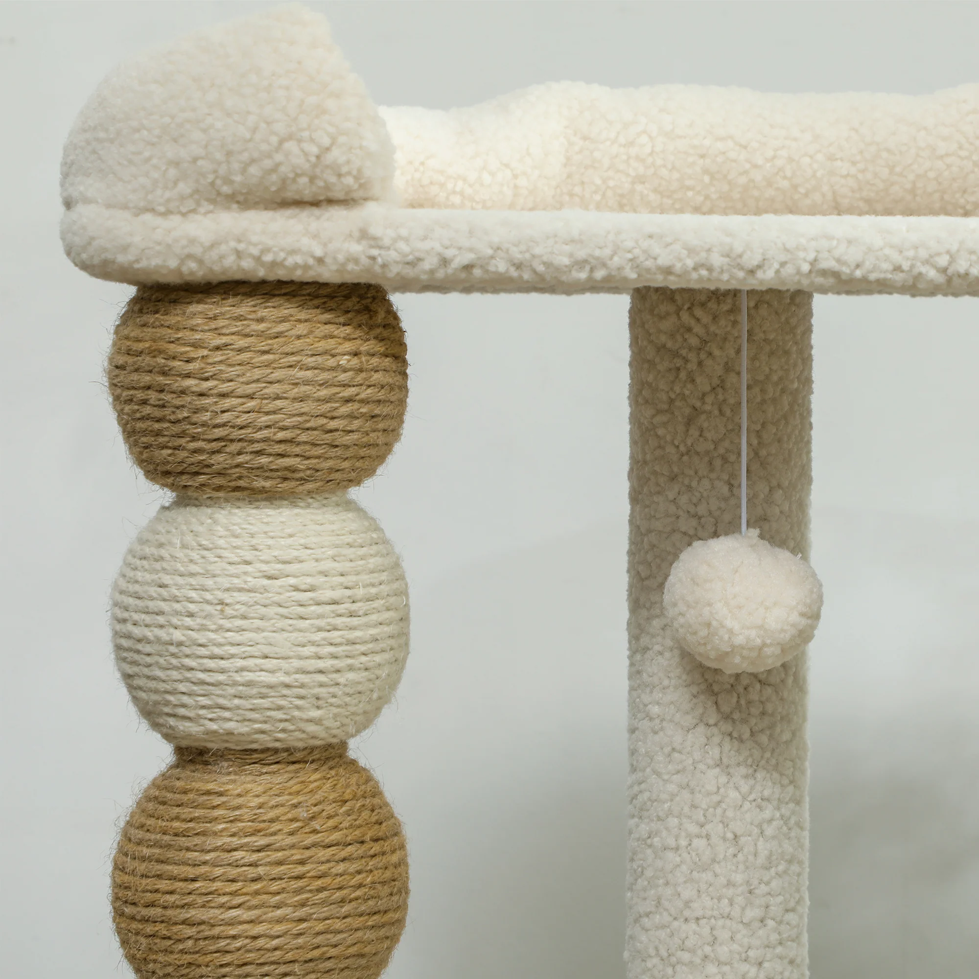 Pawhut Árbol Rascador Para Gatos Altura 76 Cm Revestimiento De Borreguillo Beige - Image 4