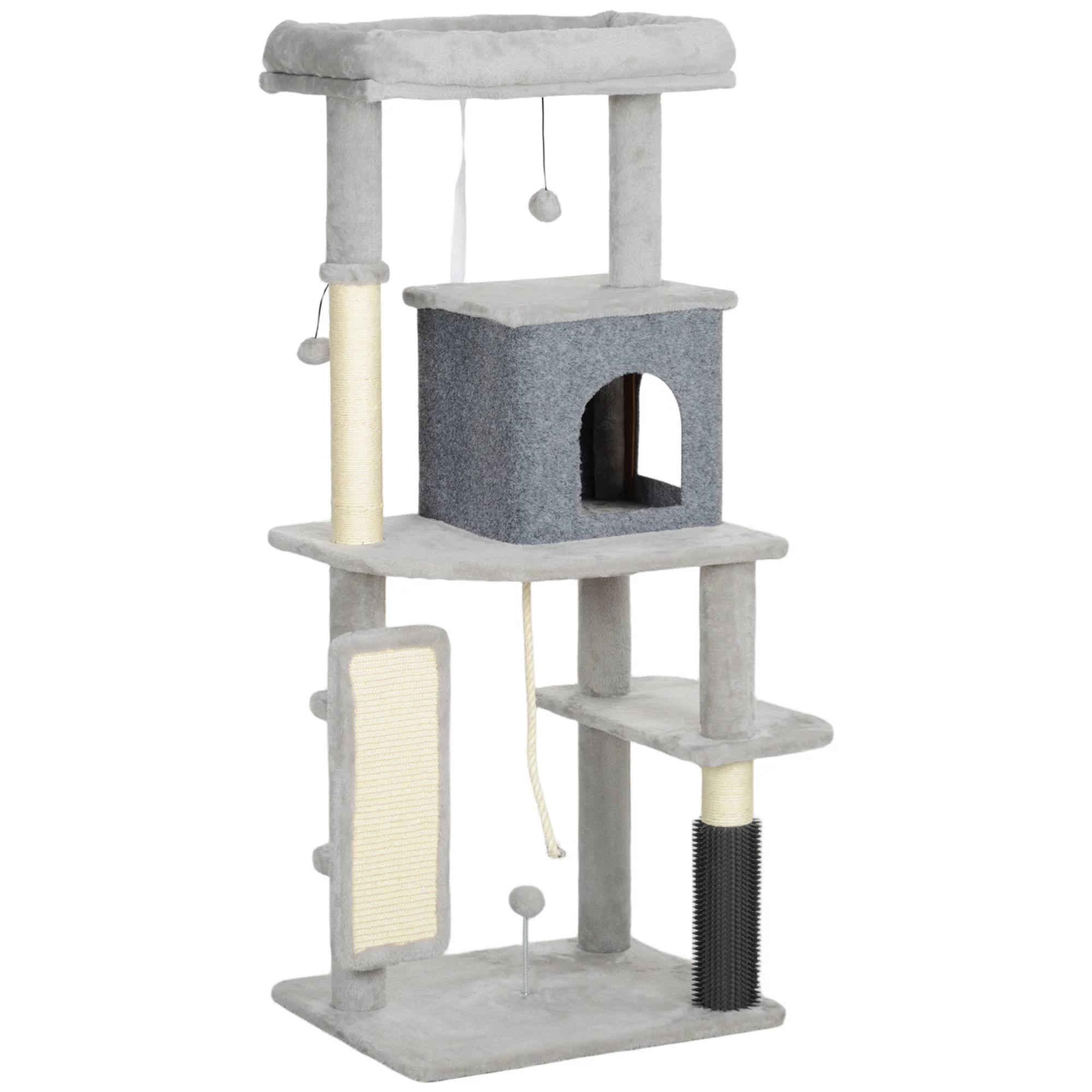 Pawhut Árbol Rascador Para Gatos Grande Altura 132 Cm Gris Claro