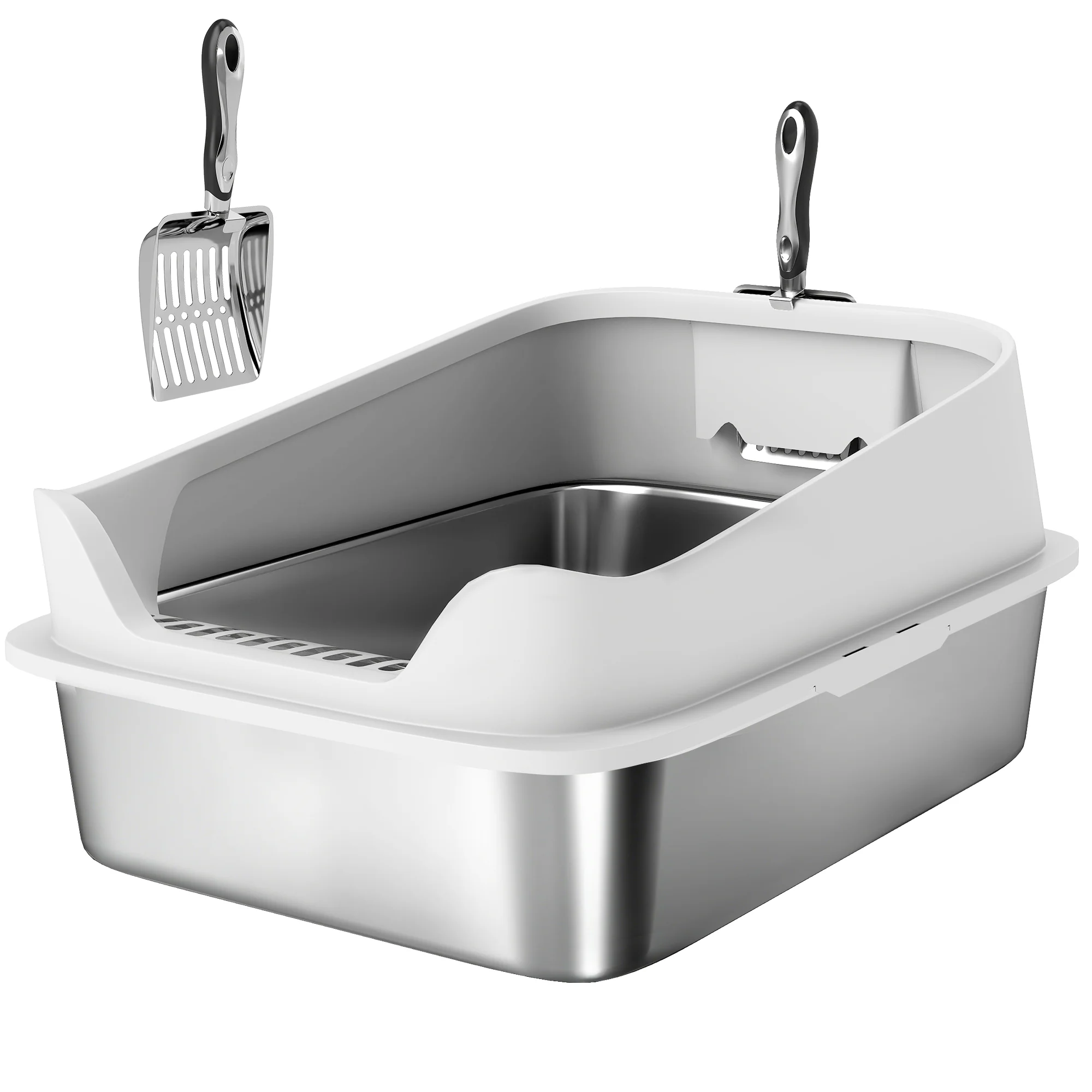 Pawhut Arenero Para Gatos De Acero Inoxidable Xl 60,2x40,2x29,7 Cm Gris