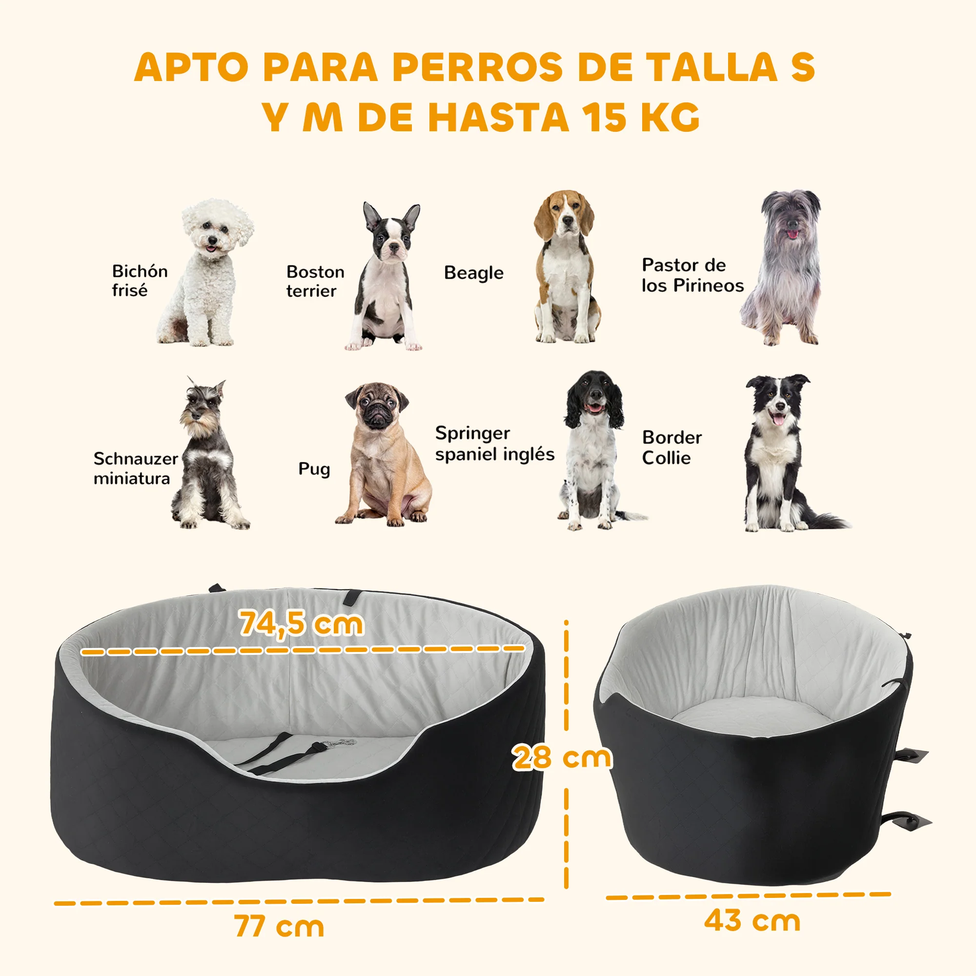 Pawhut Asiento De Coche Para Perros Pequeños Y Medianos Con Funda Extraíble - Image 3