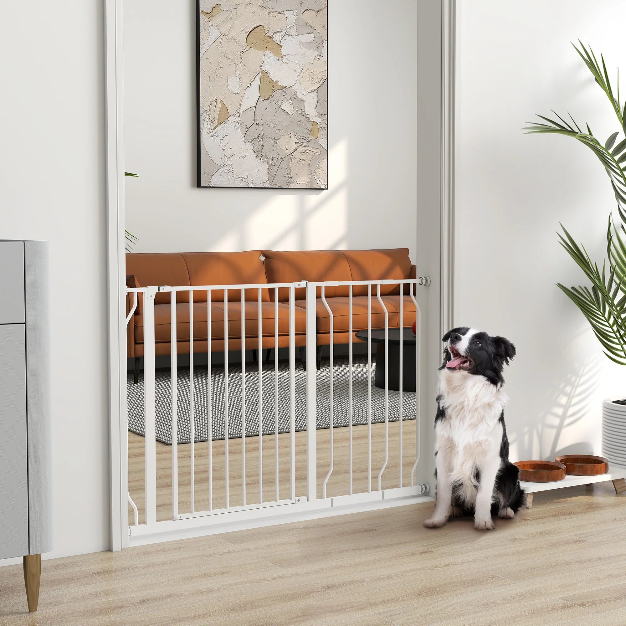 Pawhut Barrera De Seguridad De Perros Para Escaleras 75-115 Cm Con 2 Extensiones - Image 2