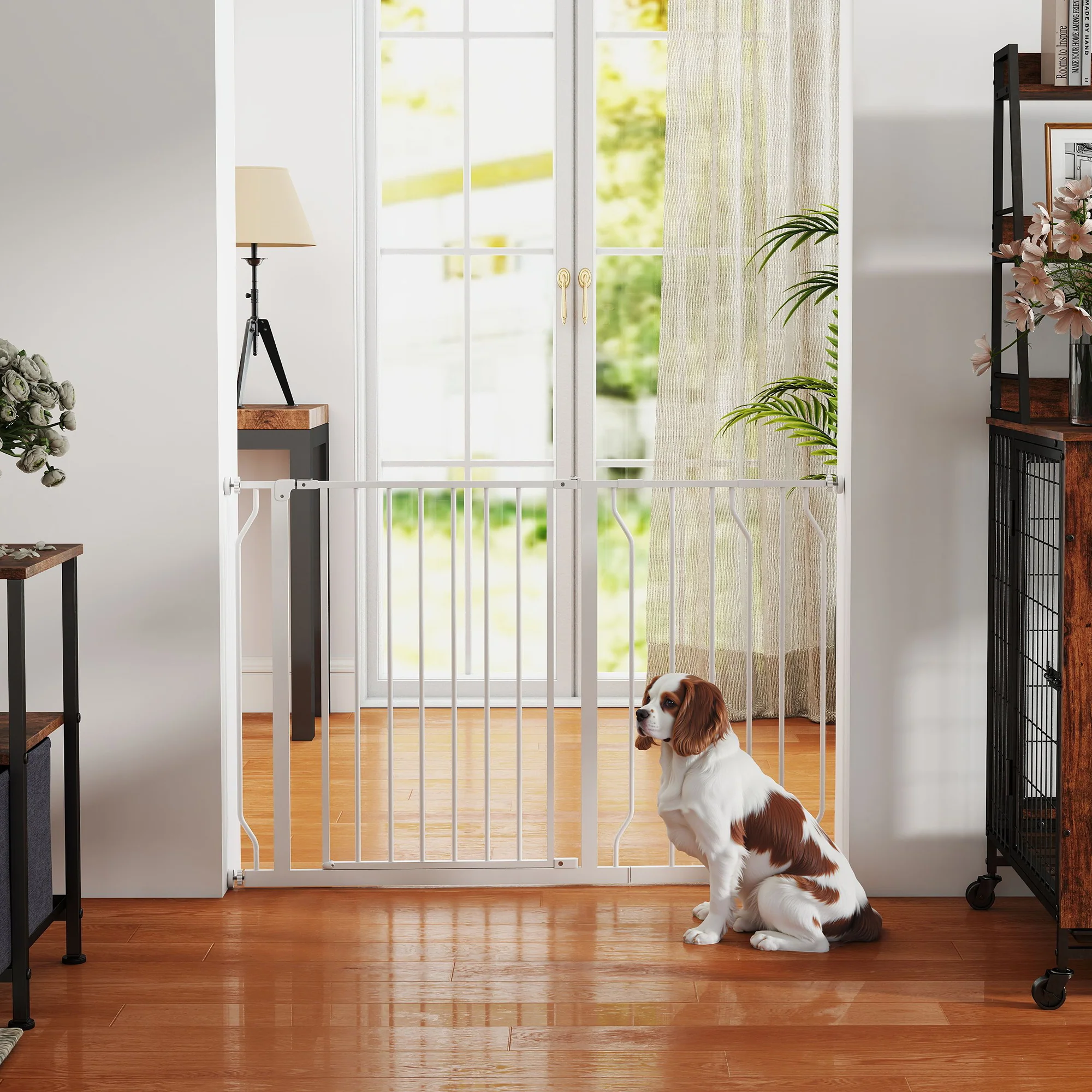 Pawhut Barrera De Seguridad De Perros Para Escaleras 75-115 Cm Con 2 Extensiones - Image 5