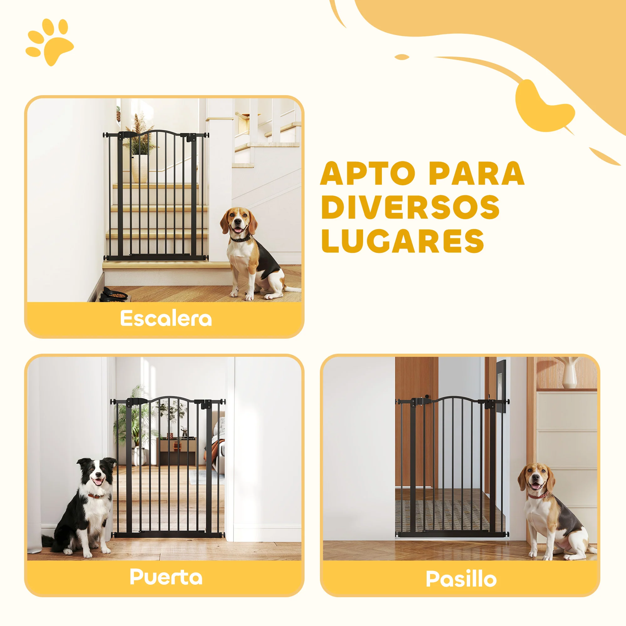 Pawhut Barrera De Seguridad Extensible Con 2 Extensiones 74-80x94 Cm Negro - Image 4