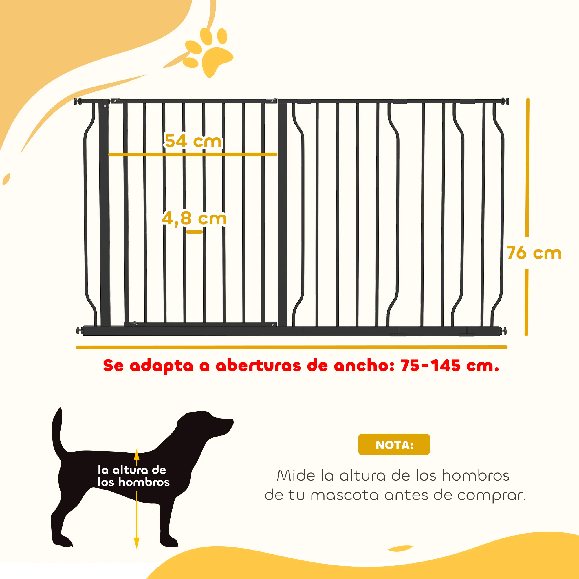 Pawhut Barrera De Seguridad Extensible Con 3 Extensiones 75-145x76 Cm Negro - Image 3