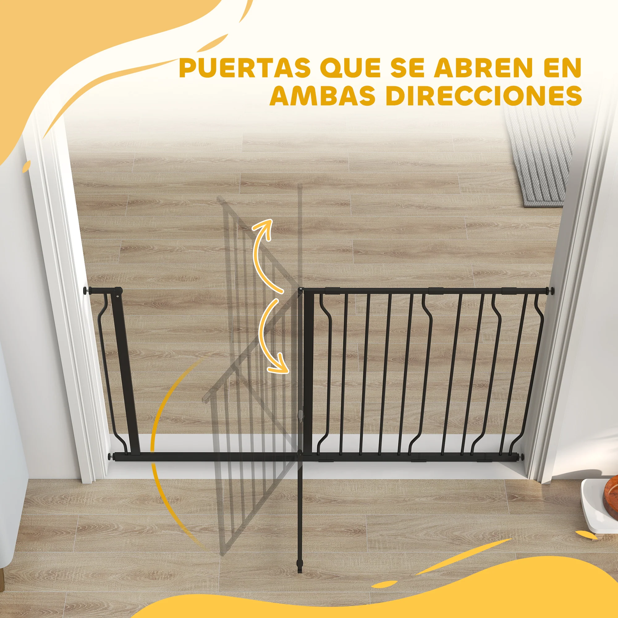 Pawhut Barrera De Seguridad Extensible Con 3 Extensiones 75-145x76 Cm Negro - Image 4