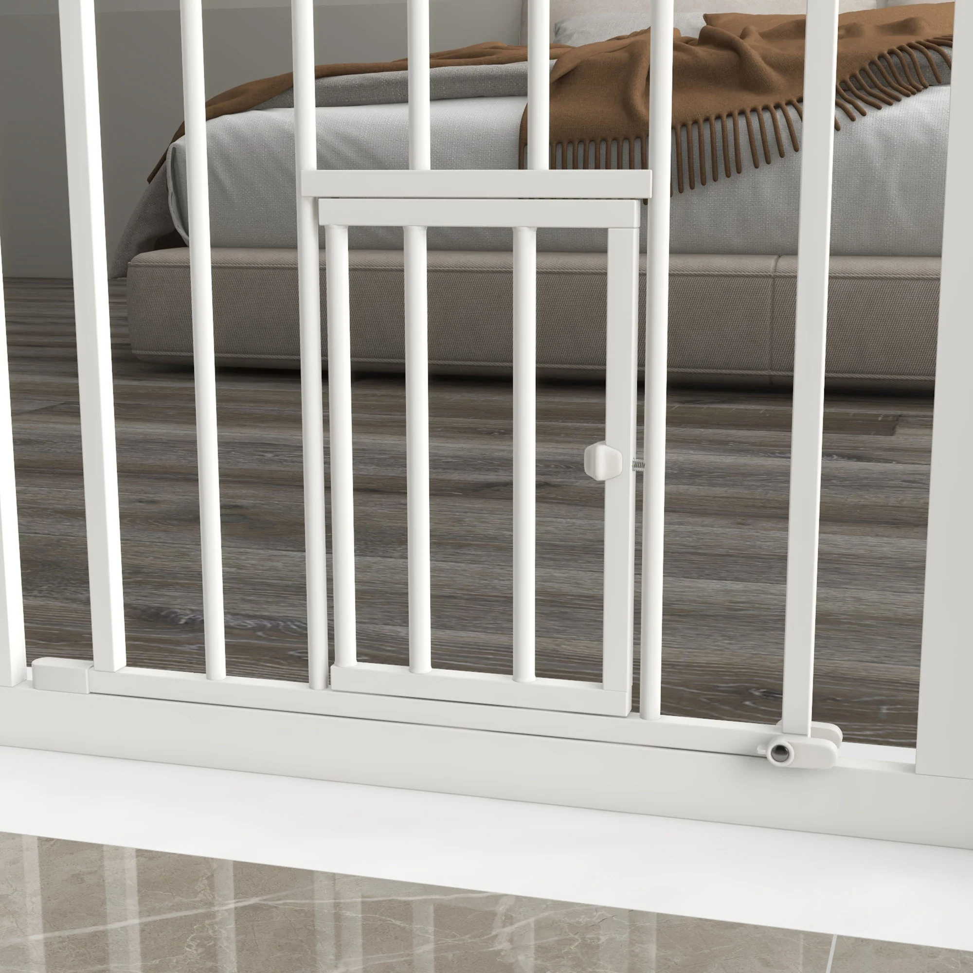 Pawhut Barrera De Seguridad Extensible Con Extensión 74-100x76 Cm Blanco - Image 5
