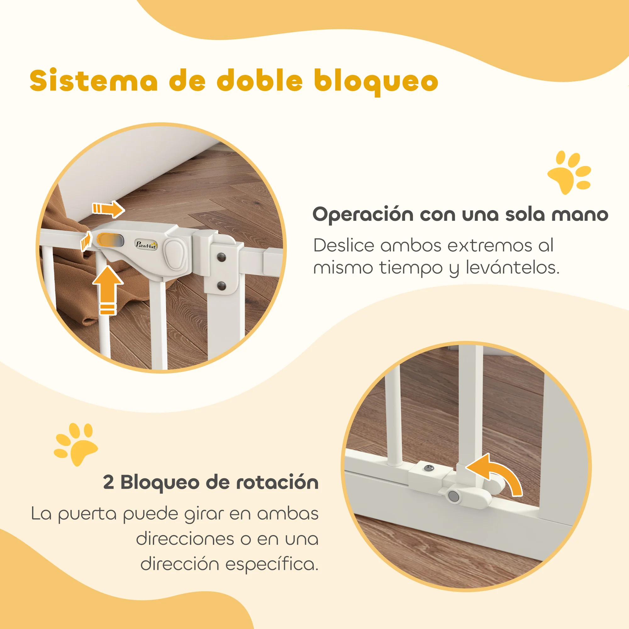 Pawhut Barrera De Seguridad Extensible Para Puertas 74-147,5x76,2 Cm Blanco - Image 6