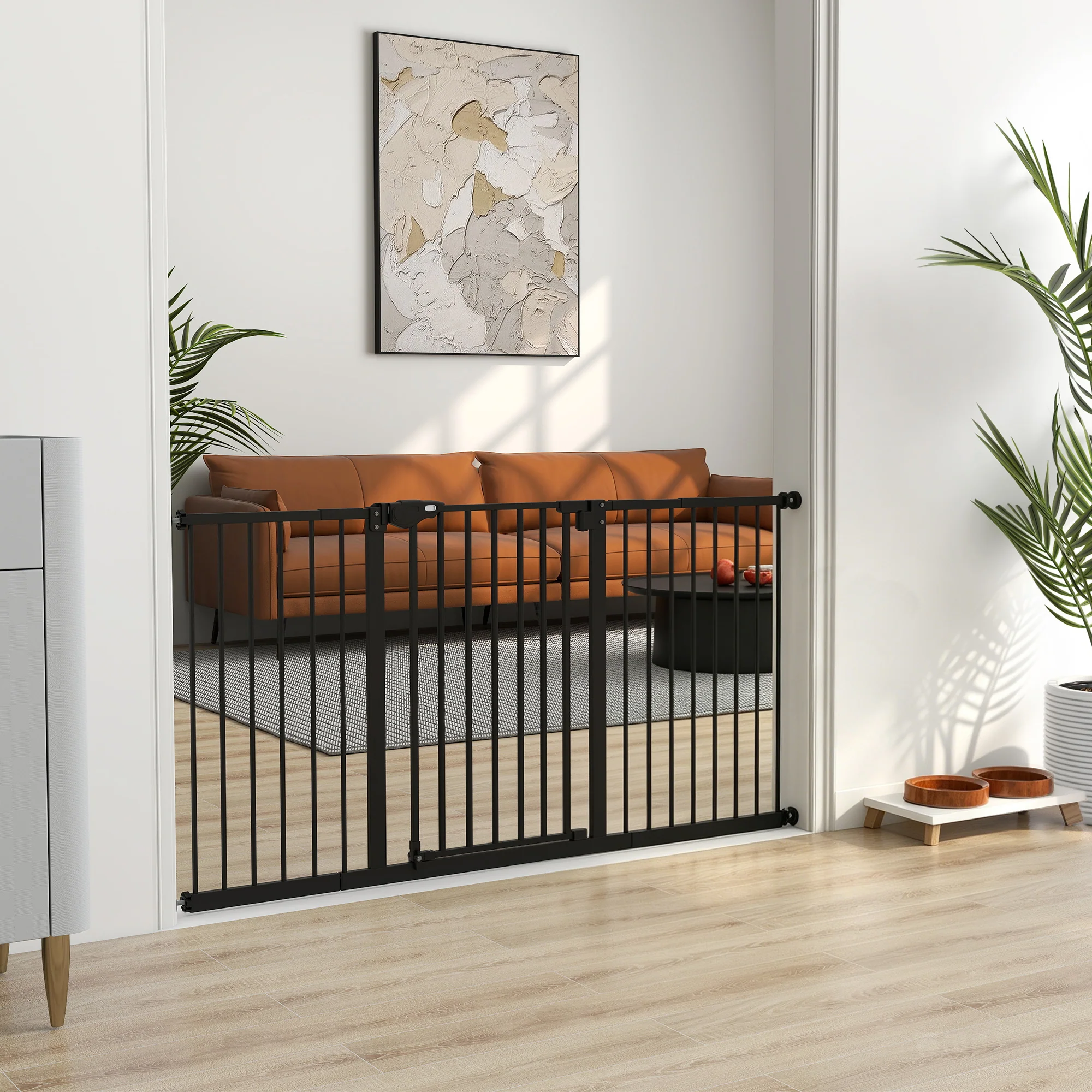 Pawhut Barrera De Seguridad Extensible Para Puertas 74-147,5x76,2 Cm Negro - Image 2