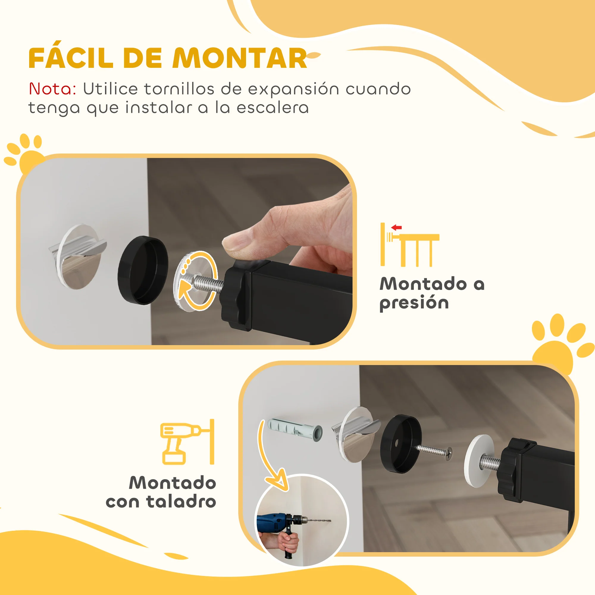 Pawhut Barrera De Seguridad Extensible Puertas Escaleras Metálica Para Perros - Image 6