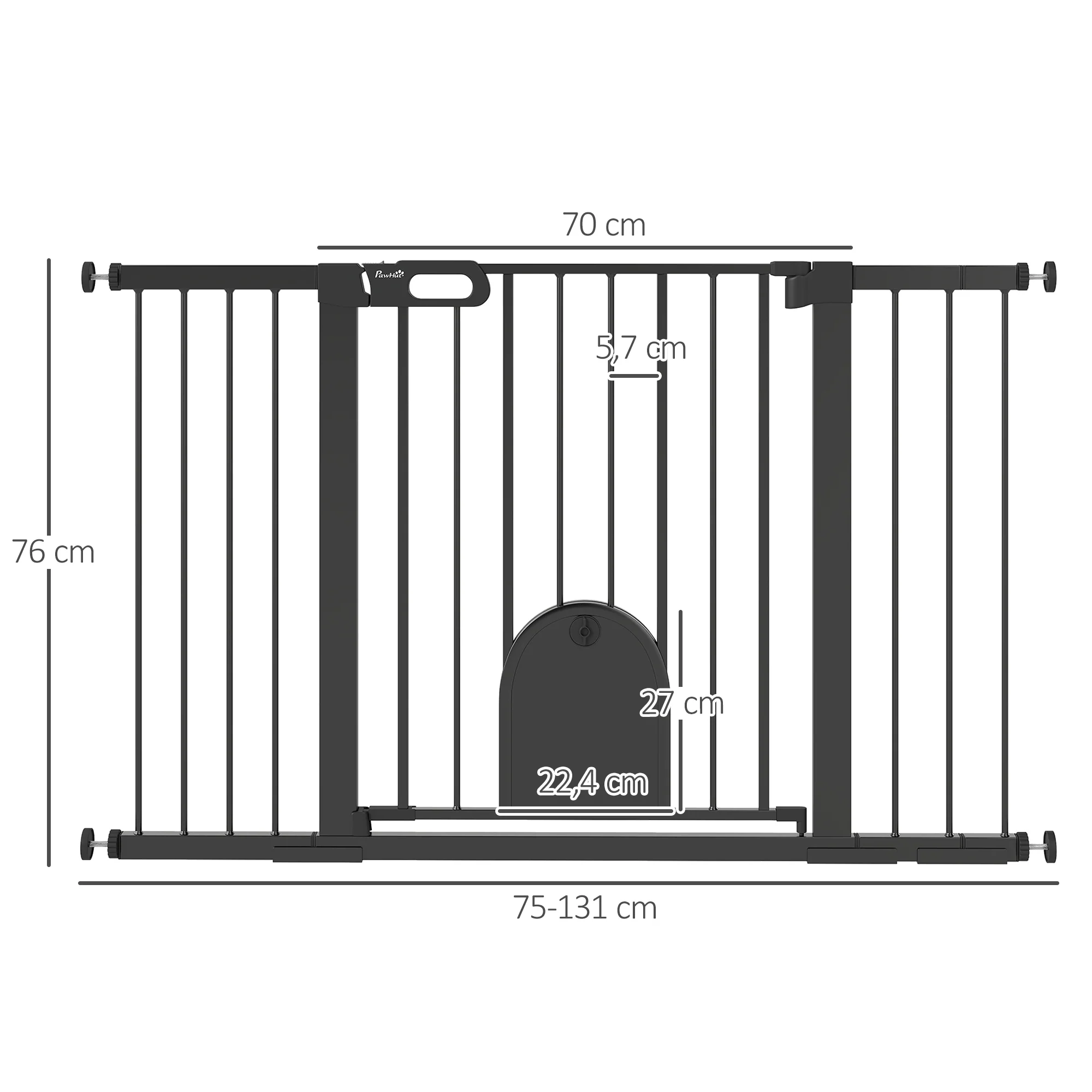 Pawhut Barrera De Seguridad Para Escaleras Y Puertas 75-131 Cm Negro - Image 3