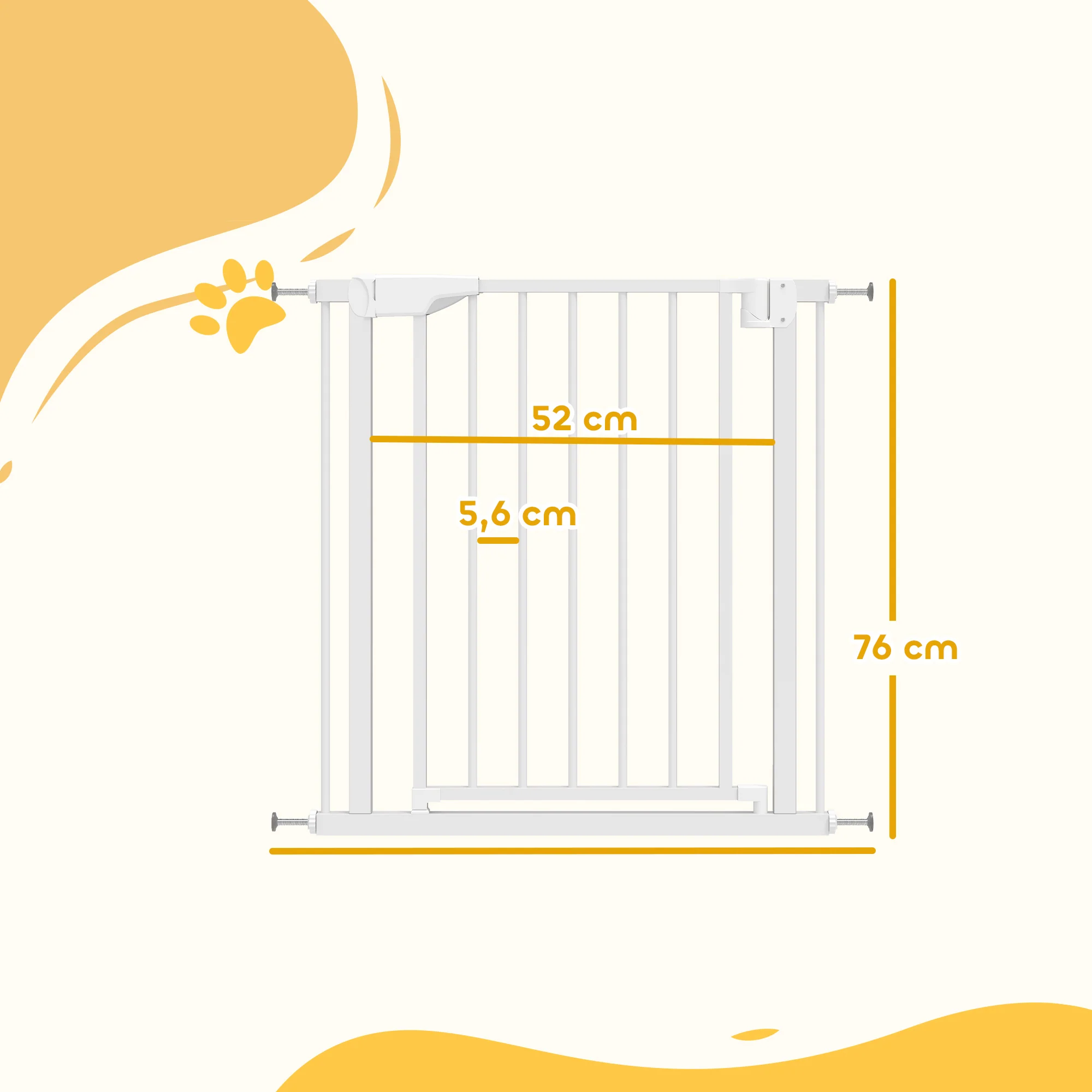 Pawhut Barrera De Seguridad Para Niños Y Perros Ancho De 76-81 Cm Blanco - Image 3