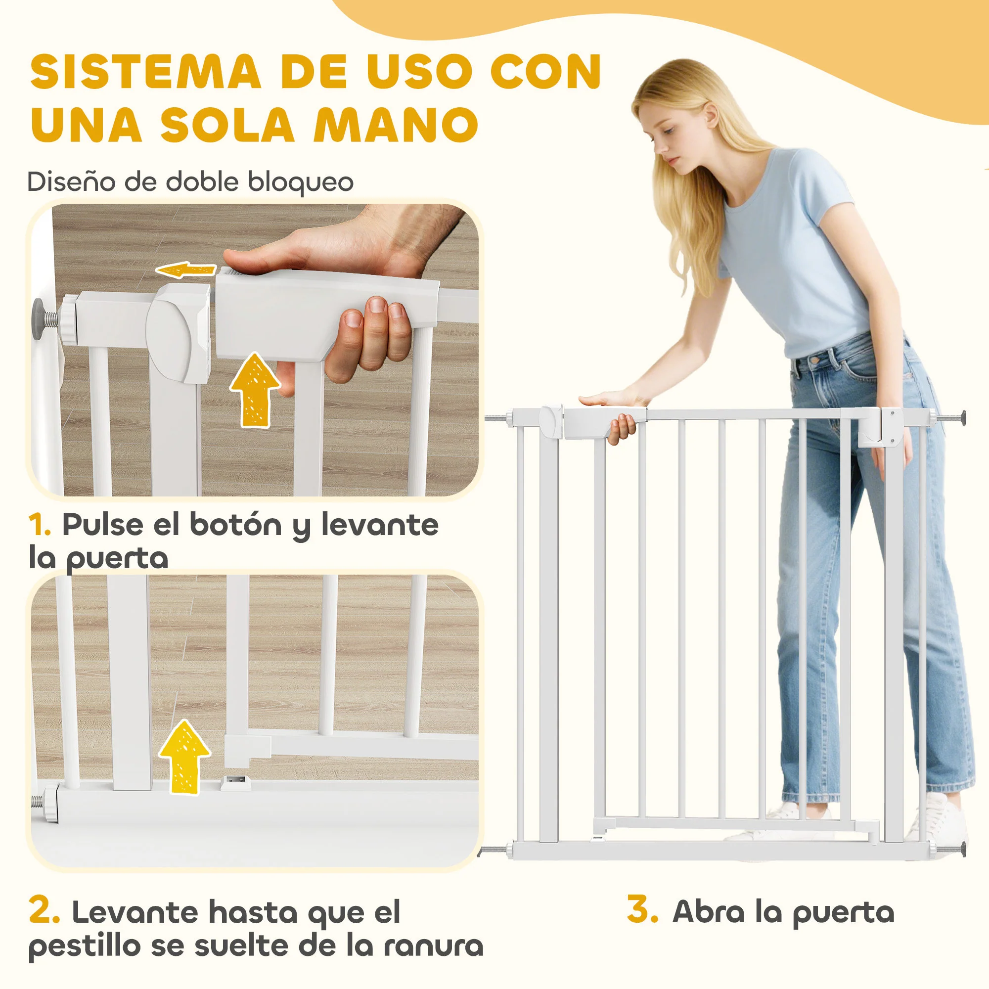 Pawhut Barrera De Seguridad Para Niños Y Perros Ancho De 76-81 Cm Blanco - Image 6