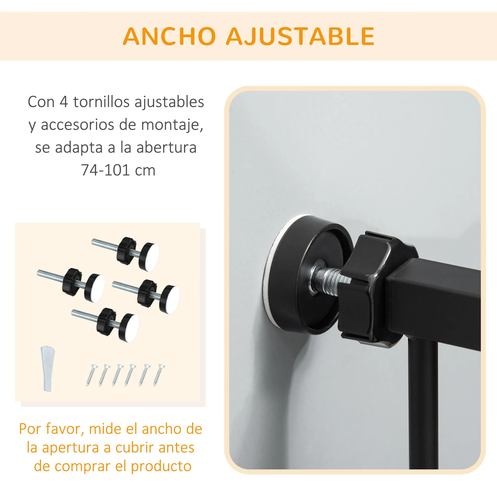 Pawhut Barrera De Seguridad Para Perros Con 1 Puerta 74-101x104,1 Cm Negro - Image 6
