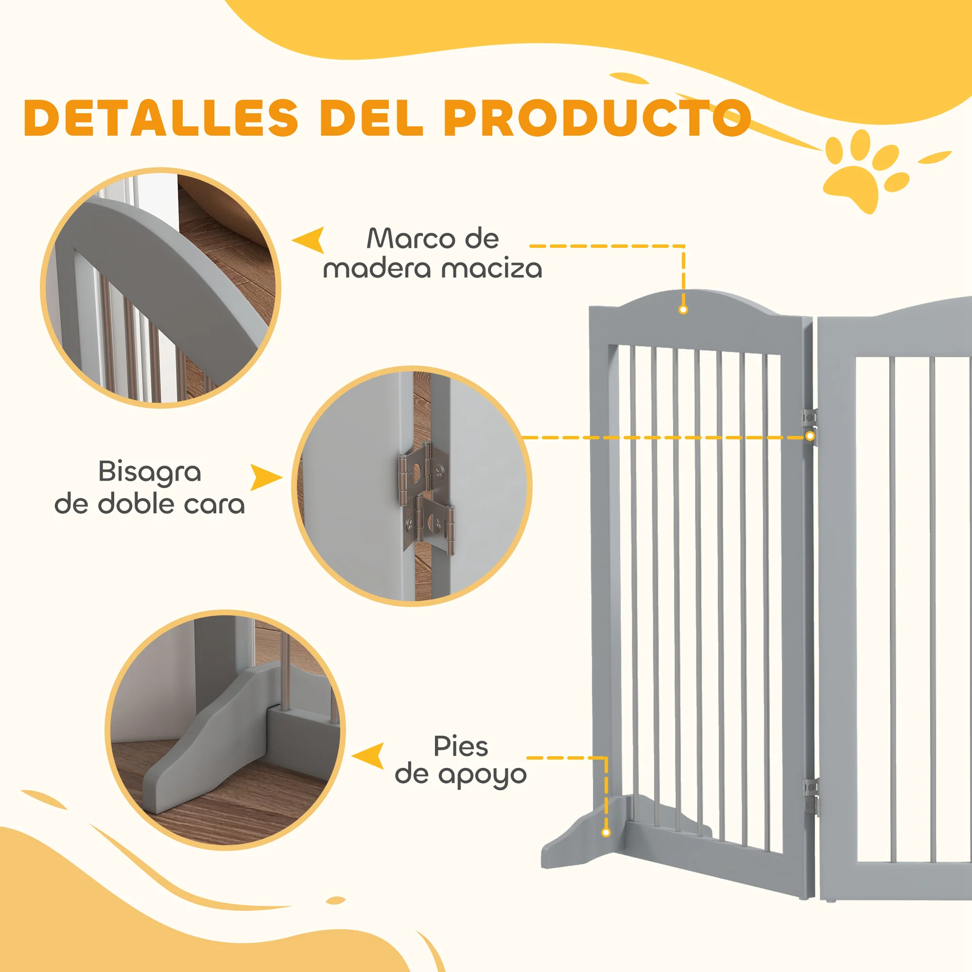 Pawhut Barrera De Seguridad Para Perros Plegable 154x30x80 Cm Con Soporte De Pie - Image 6