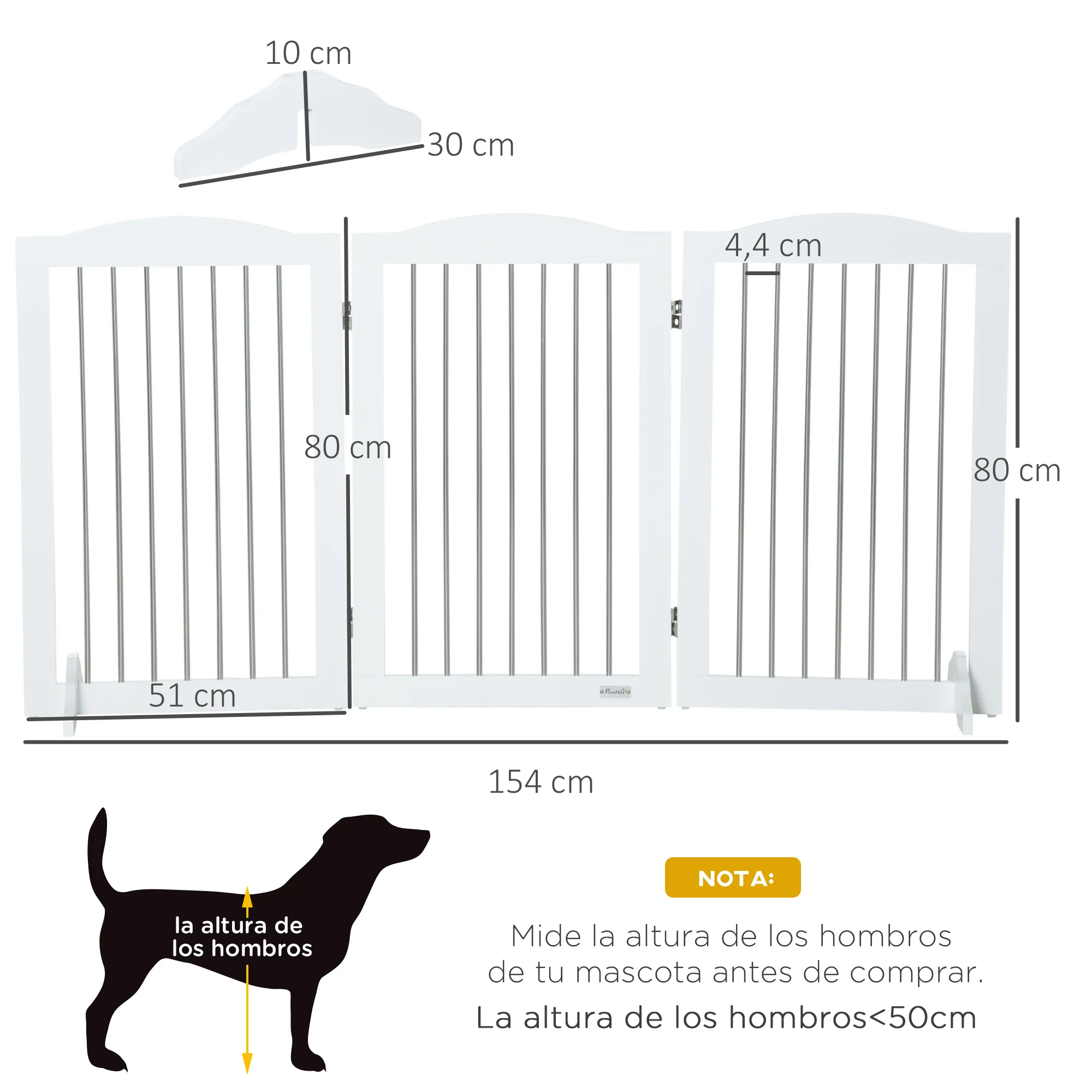 Pawhut Barrera De Seguridad Para Perros Plegable 154x30x80 Cm Con Soporte De Pie - Image 3