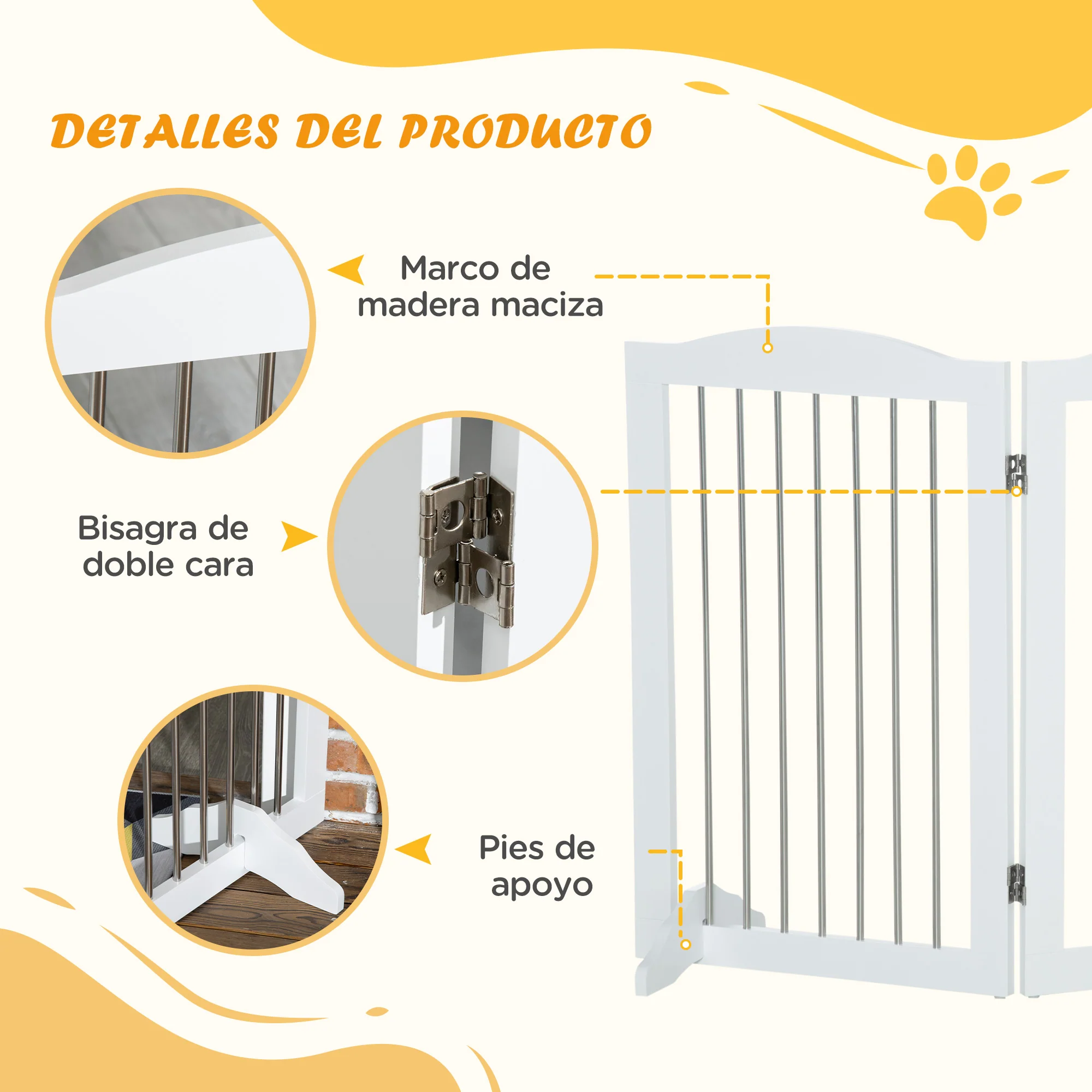 Pawhut Barrera De Seguridad Para Perros Plegable 154x30x80 Cm Con Soporte De Pie - Image 6
