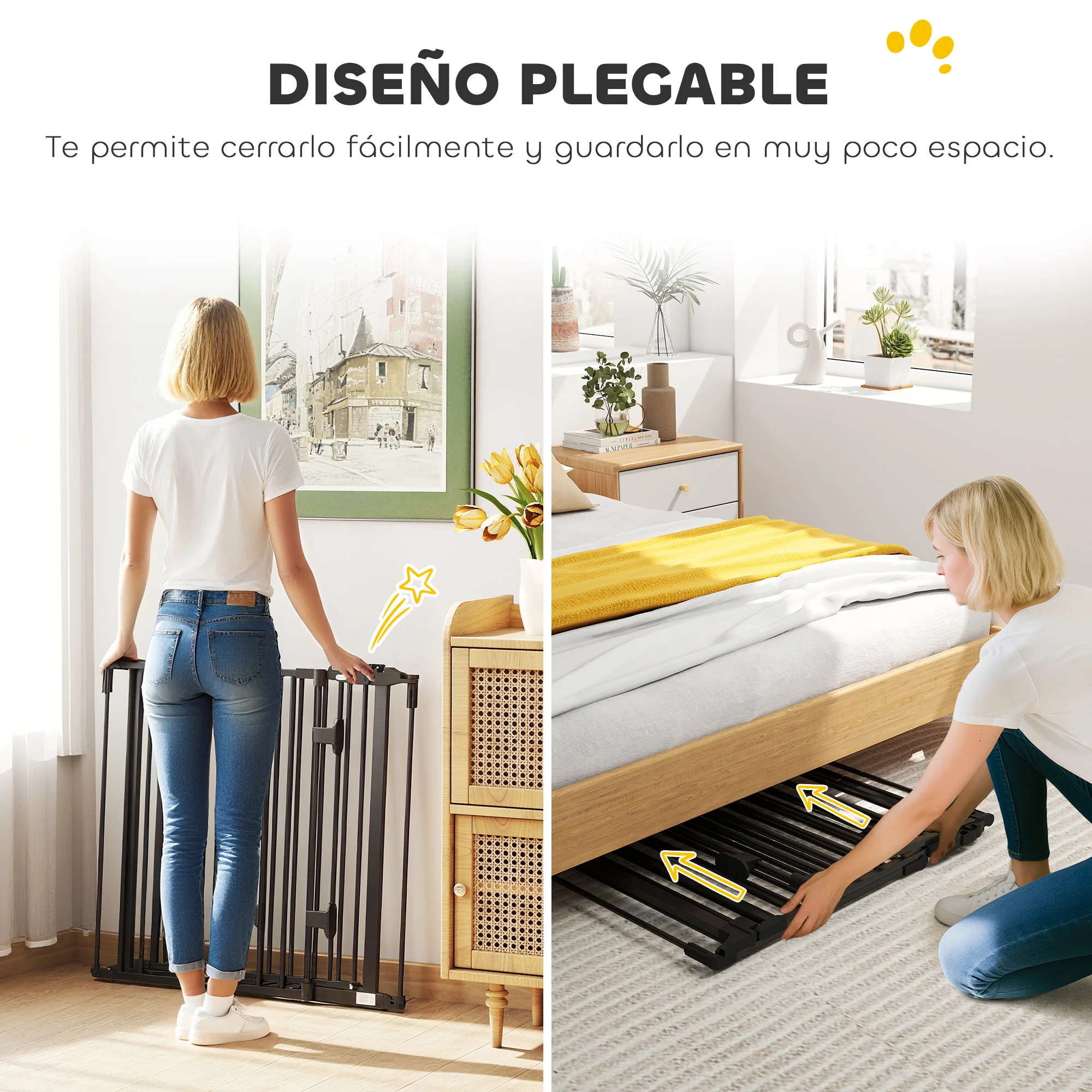 Pawhut Barrera De Seguridad Para Perros Plegable 202,5 Cm Con Auto Cierre Negro - Image 6